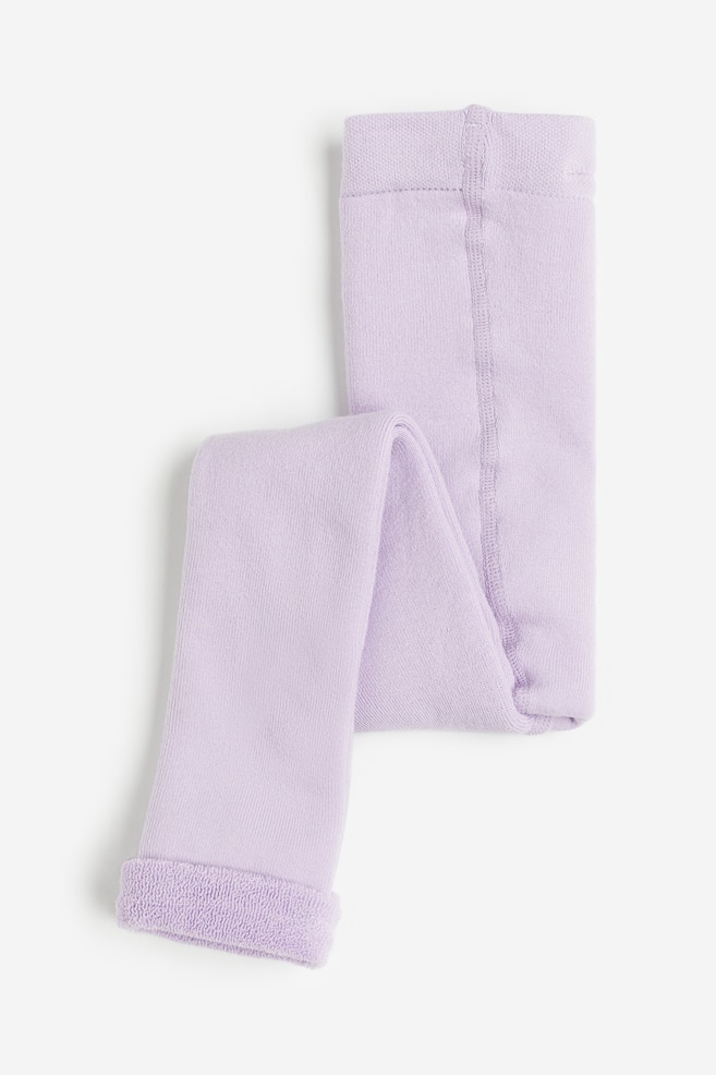 Footless terry tights - Lilac/Black - 1