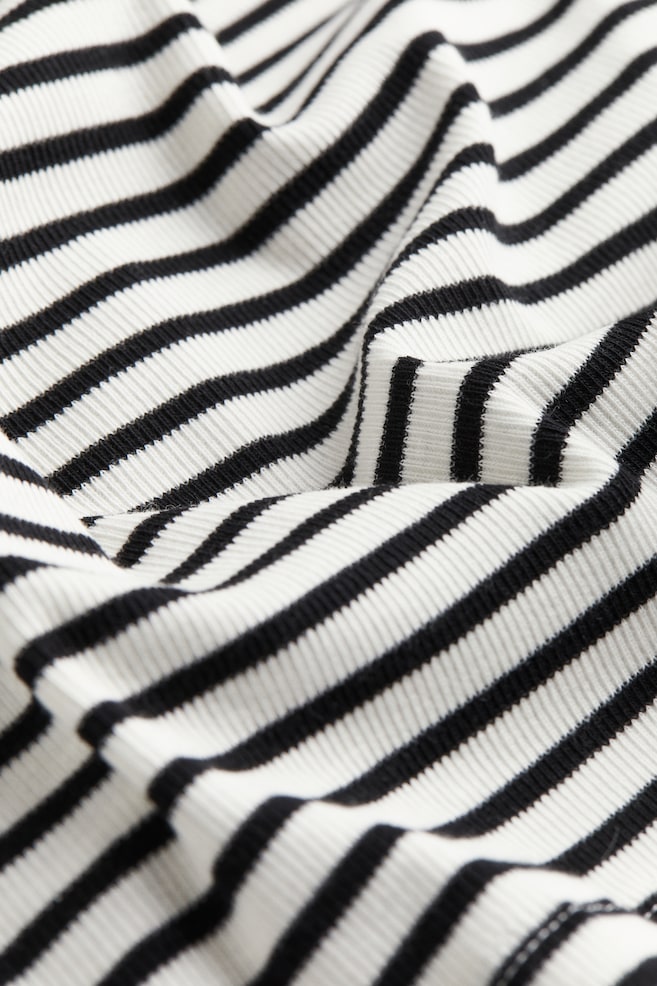Henley top - White/Black striped/Grey marl - 4