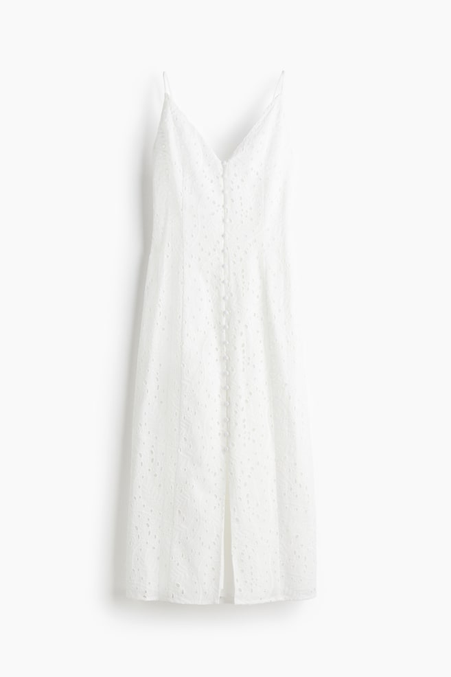 Trägerkleid mit Broderie Anglaise - Weiß/Hellgrün - 1