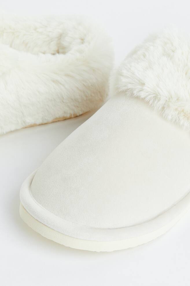 Warm-lined slippers - Natural white - 4