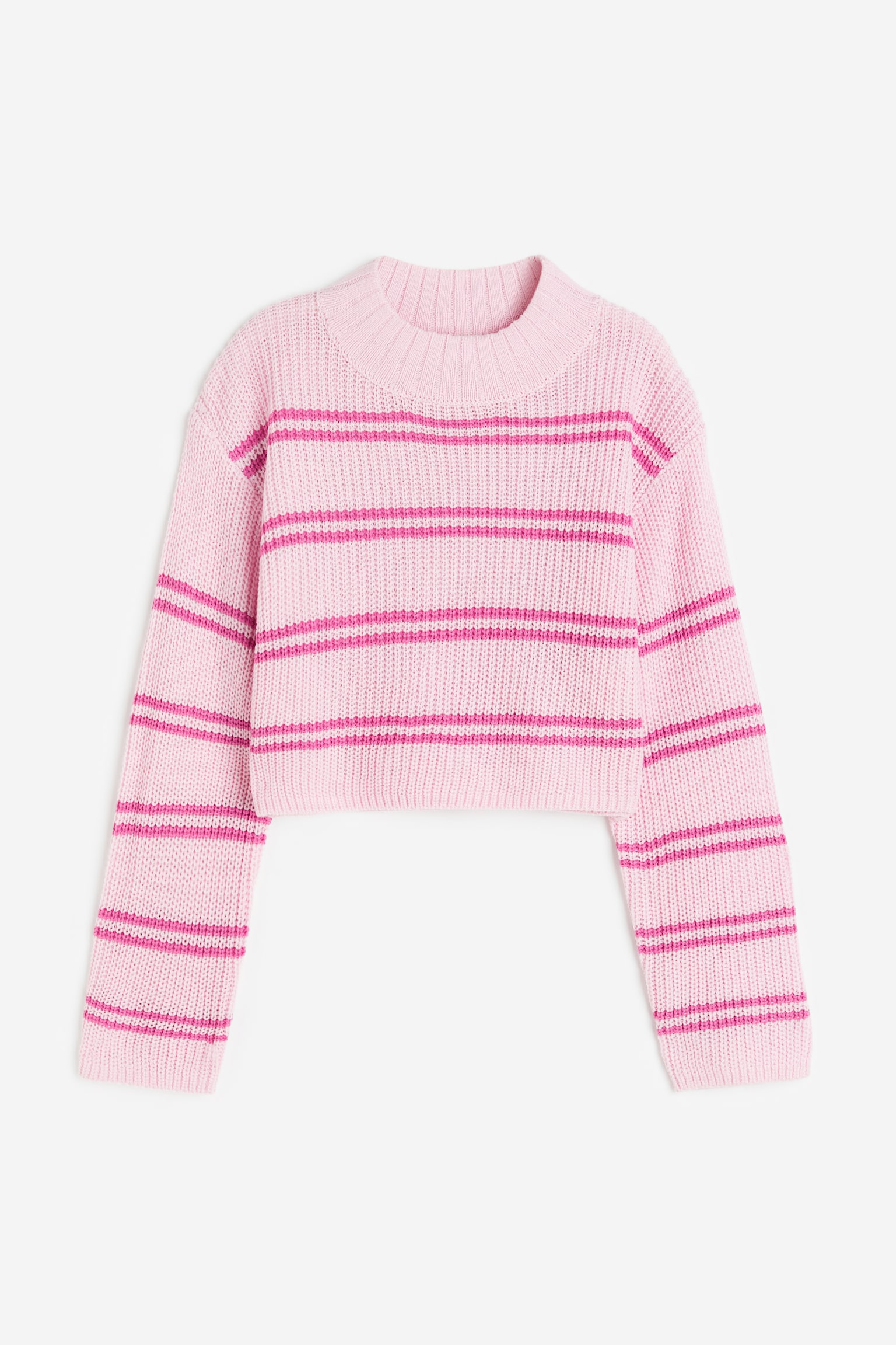 Boxy-style rib-knit jumper - Light pink/Striped/Black/Striped - 1