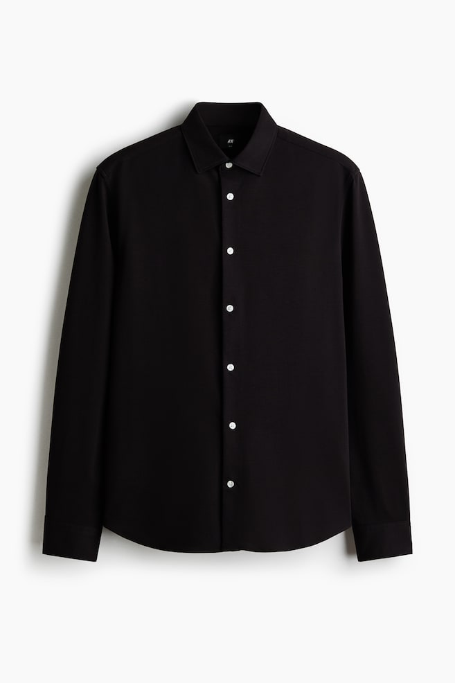 Four-Way Stretch Slim-Fit Shirt - Black/Light blue/striped/Dark brown/Khaki green/White/Light blue - 1