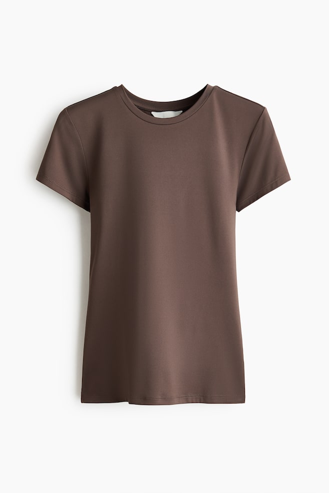 Fitted Microfiber T-shirt - Dark brown/White/Black/Light dusty blue/Pale yellow/Light beige/Dark brown/Dusty pink/Dark brown/Light gray/Navy blue/Light beige - 1