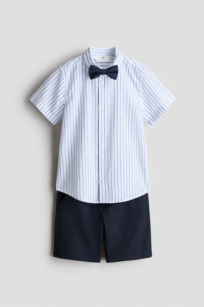 3-piece dressy set - Navy blue/Striped/Light green/White - 1