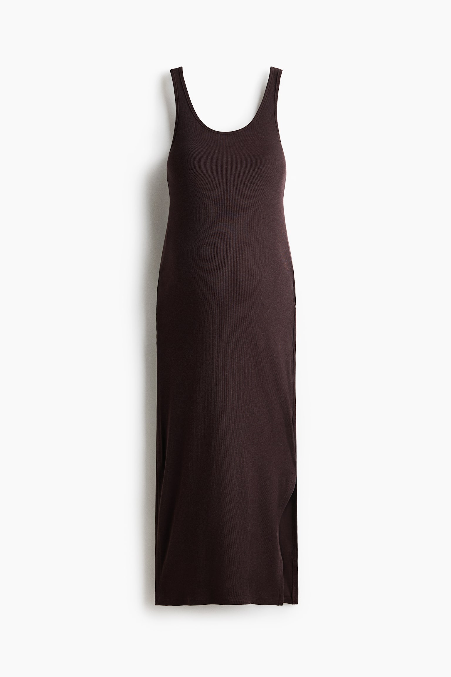 MAMA Ribbed jersey dress-Dark brown - 1
