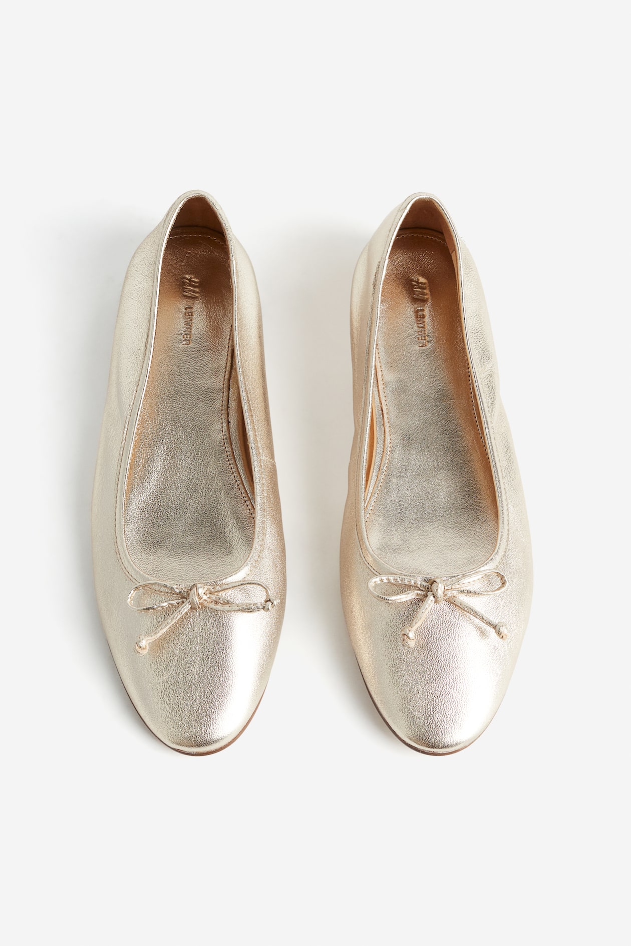 Leather ballet pumps Gold-coloured Ladies H&M IN