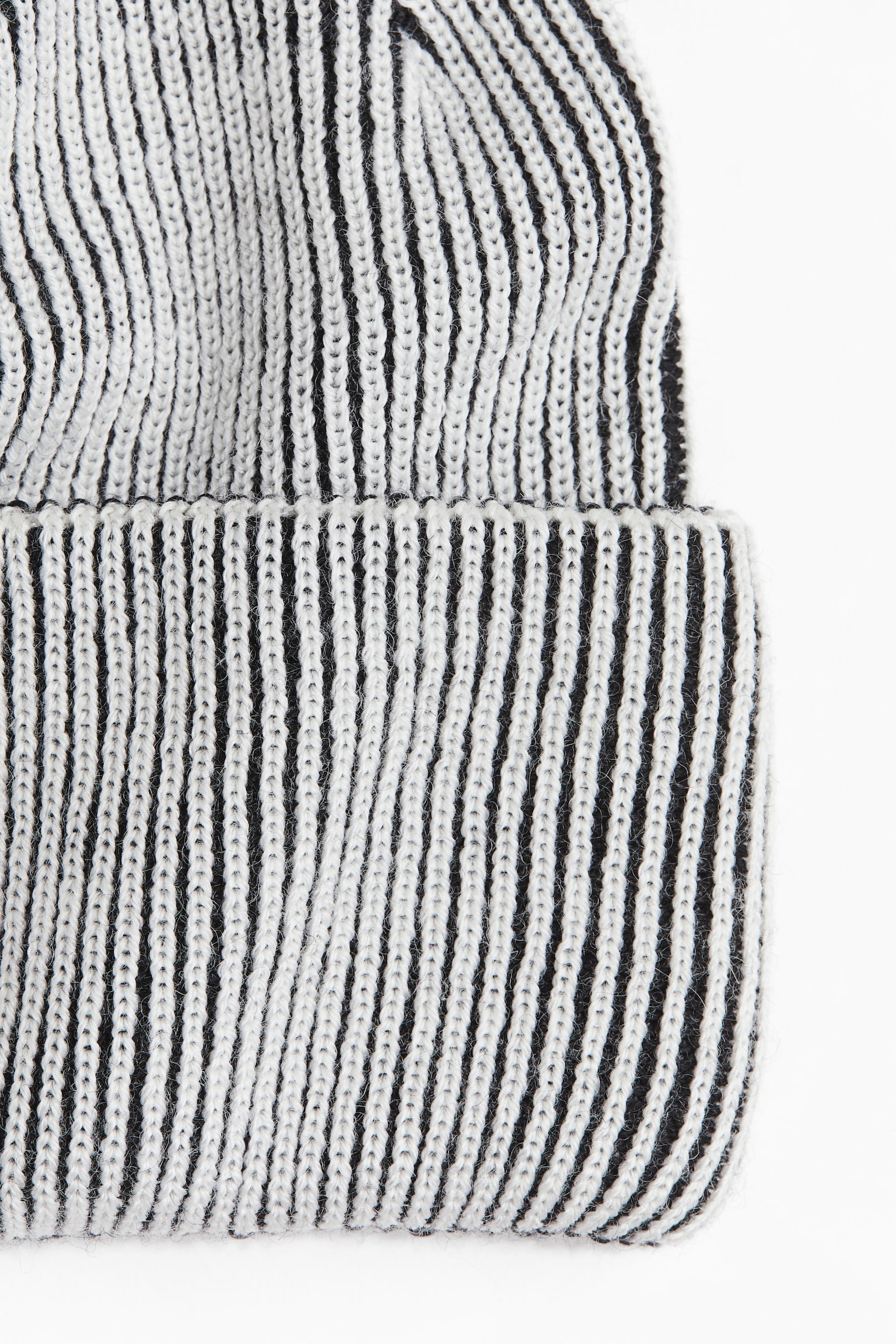 Rib-knit wool-blend beanie - Black/White - 2