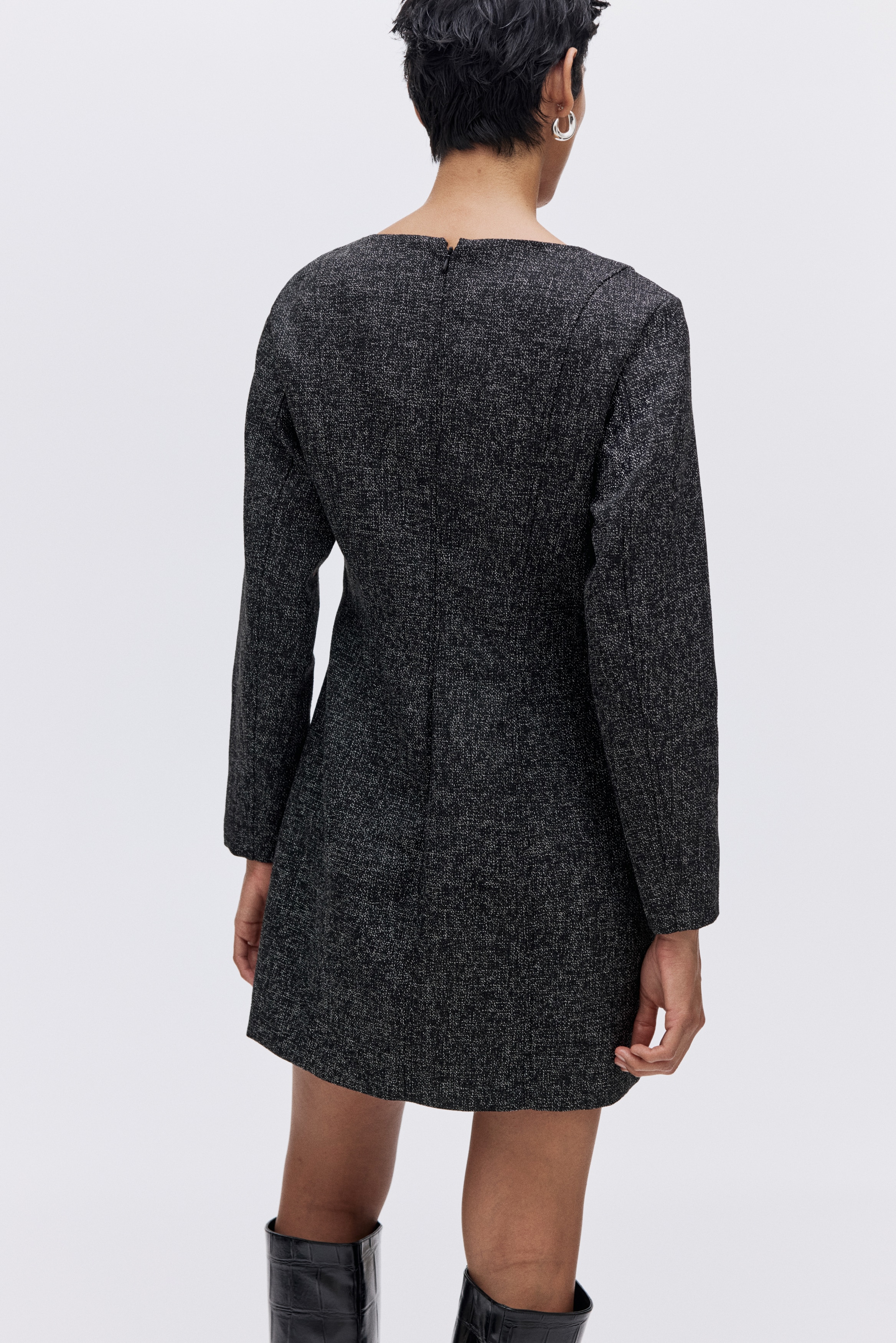 Long-sleeved bouclé dress