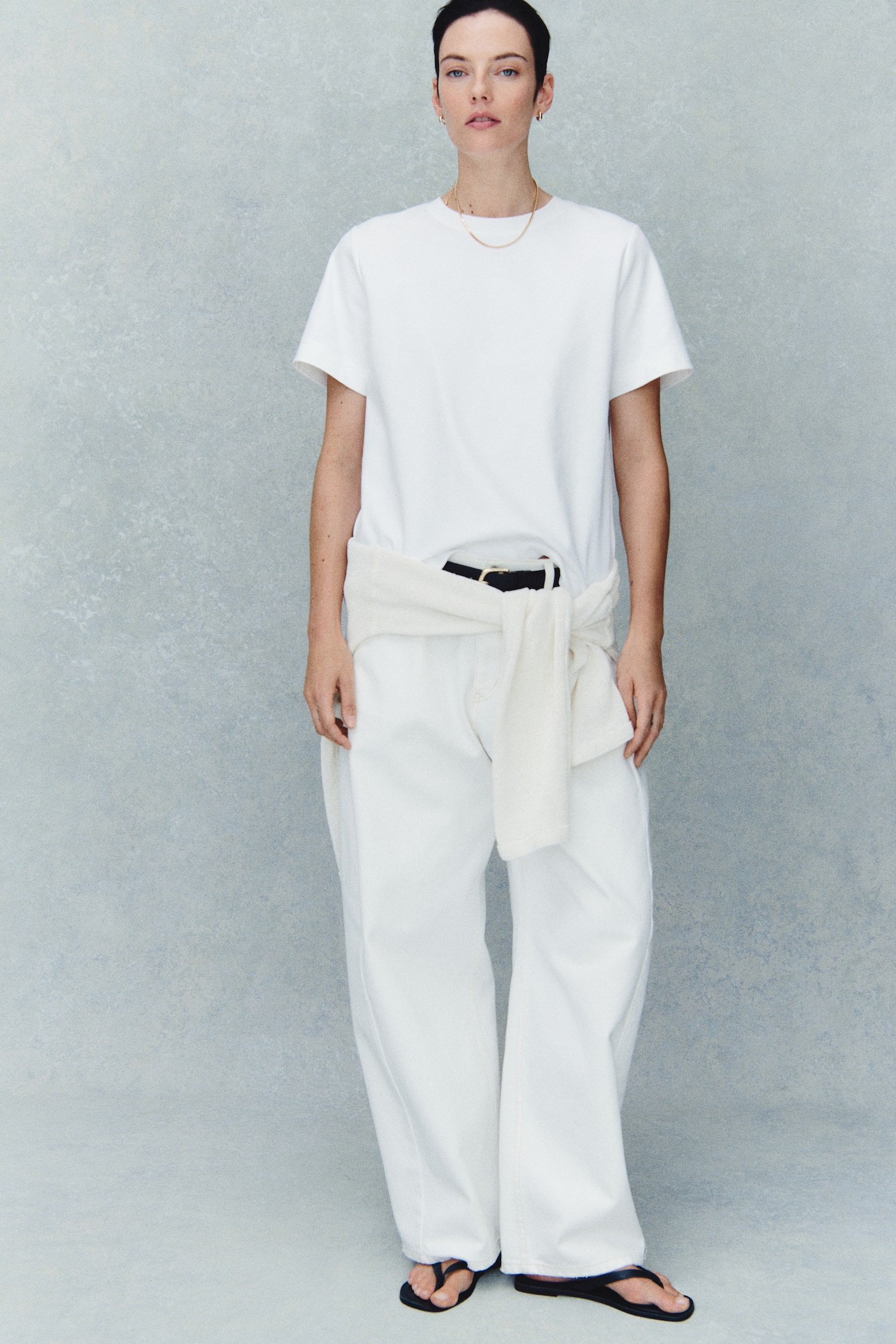 Pima cotton T-shirt - White/Black/Dark dusty purple/Cream - 1