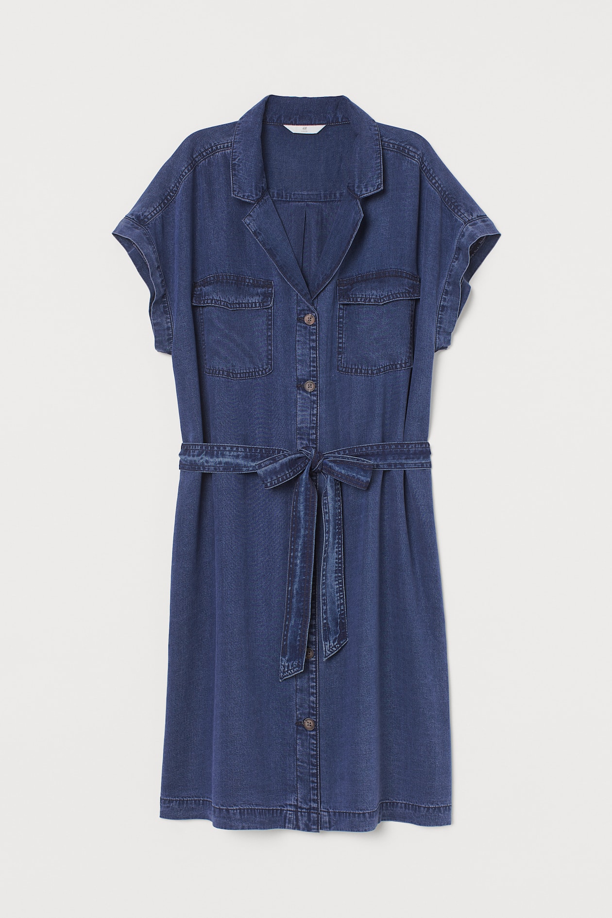 Shirt dress - V-neck - Short sleeve - Dark denim blue - Ladies | H&M GB