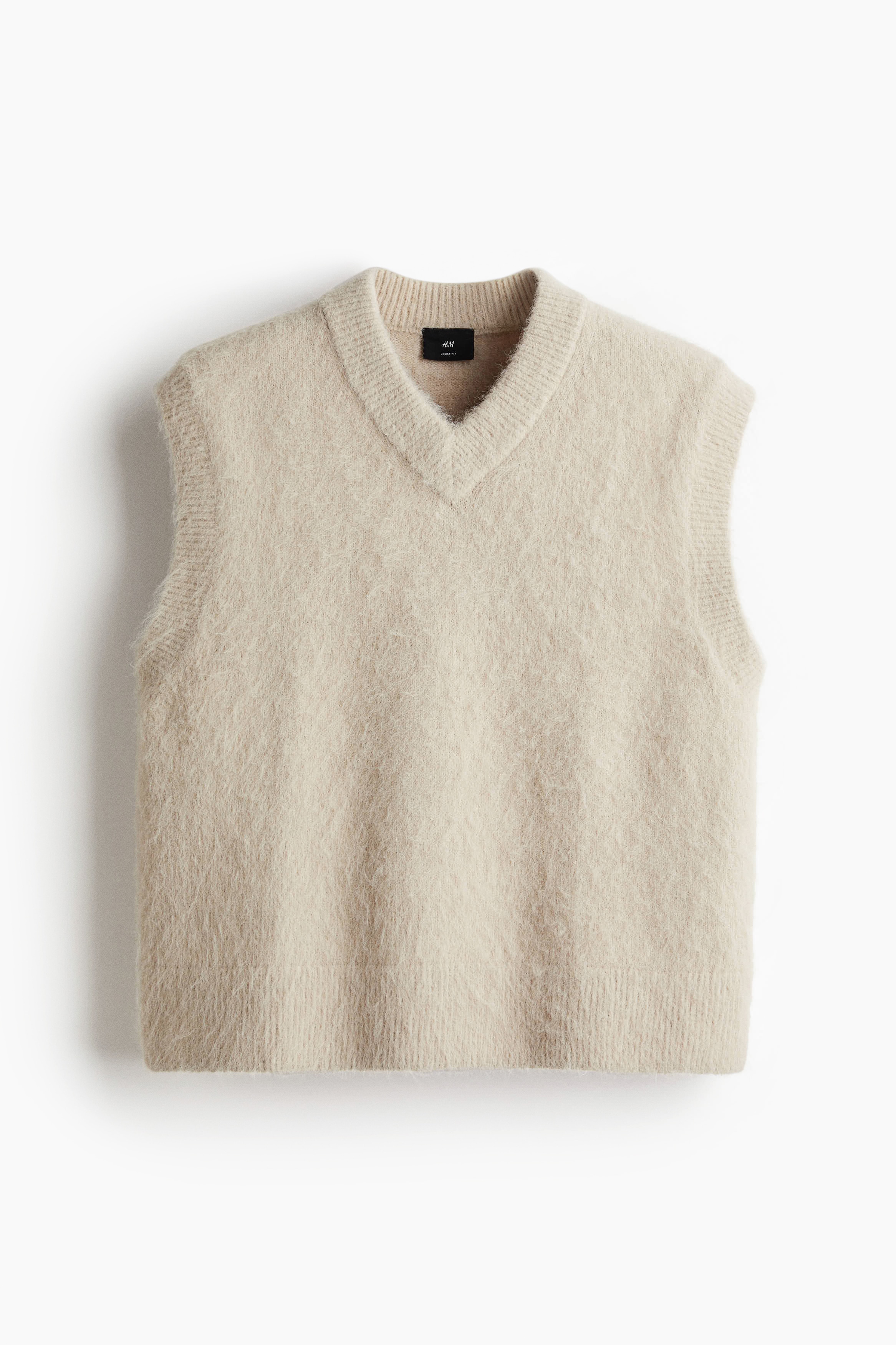 Loose Fit Fluffy sweater vest - Light beige