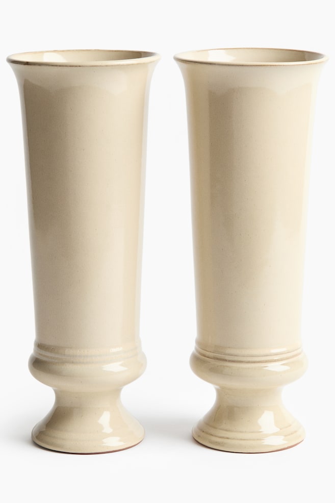 Grand vase en terre cuite avec glaçure réactive - Beige clair - 5
