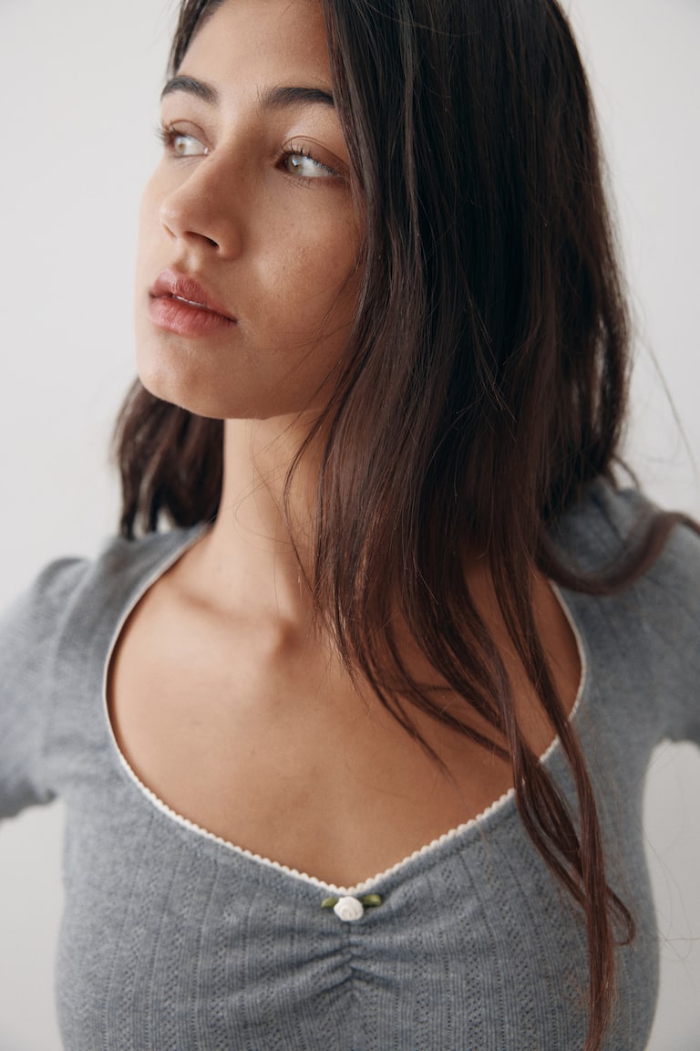 String en Pointelle - Gris Chiné