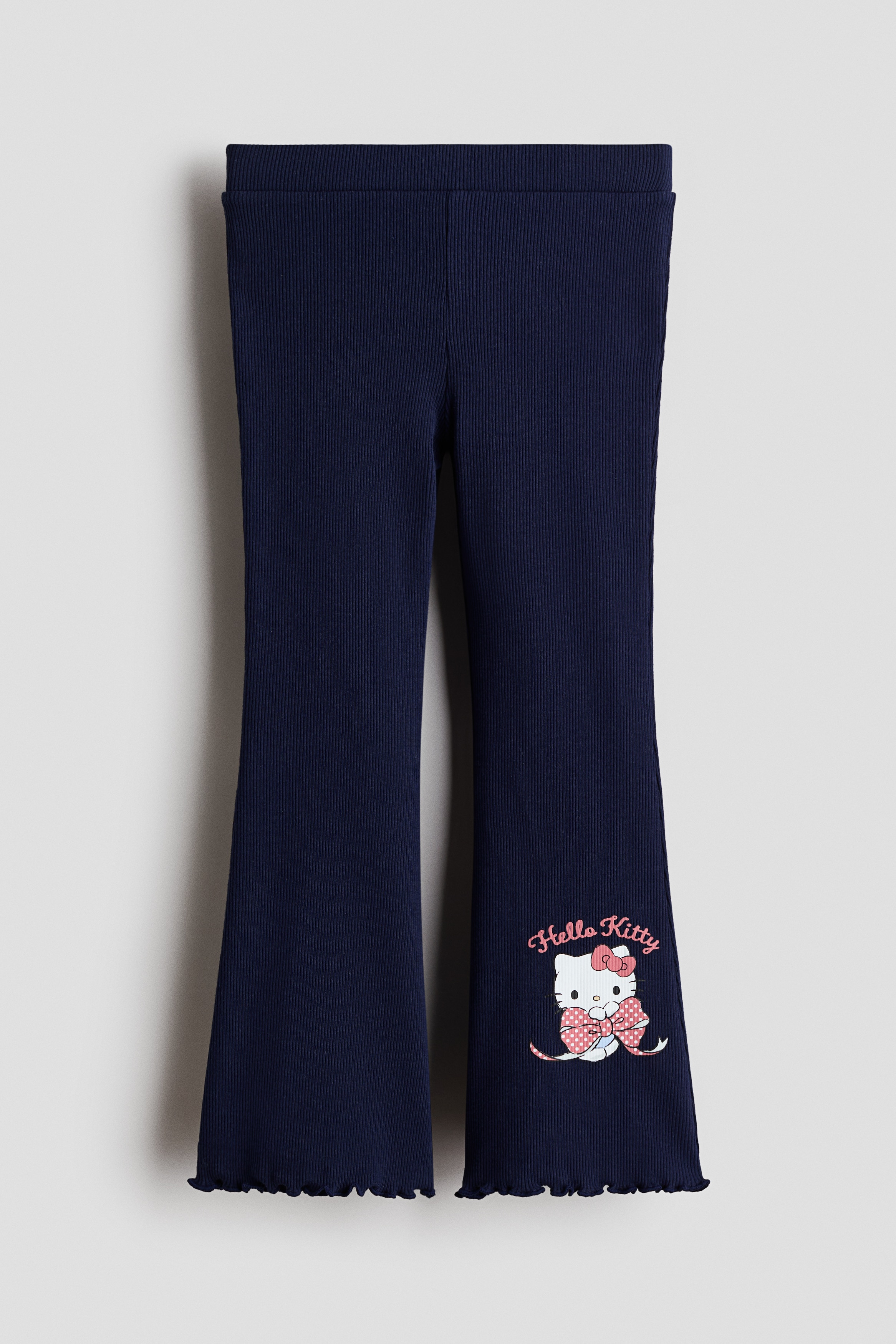 プリントフレアレギンス - ネイビーブルー／ハローキティ/ブラック／シナモロール