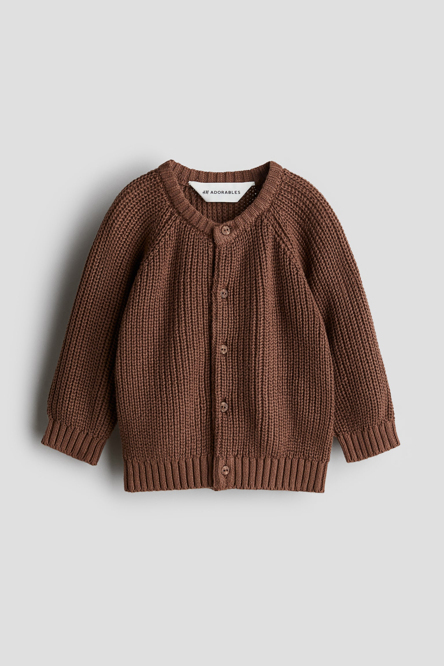 Patent-knit cotton cardigan - Brown/Beige/Grey - 1