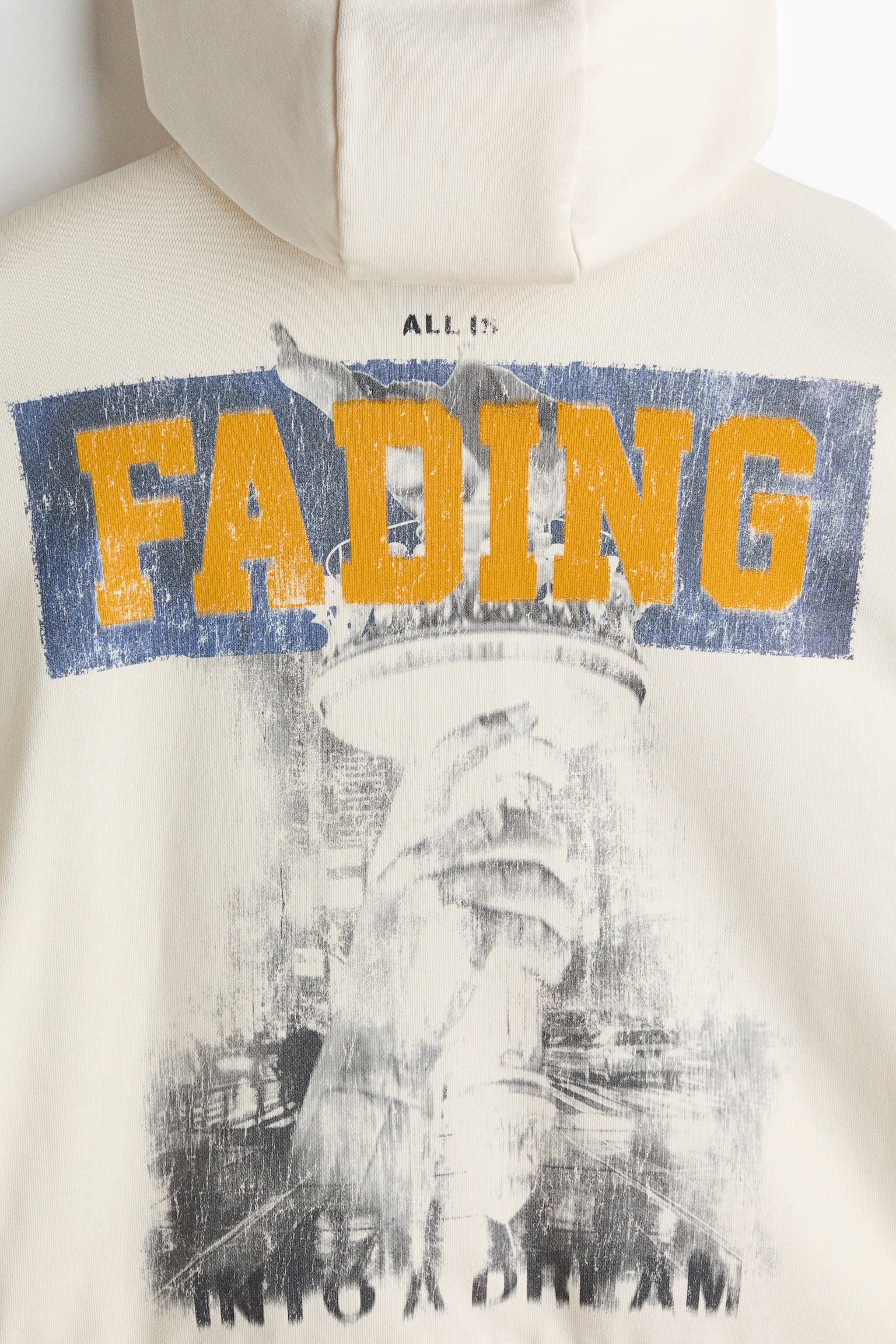 Mikina s potiskem a kapucí Oversized Fit - Krémová/All is Fading/Zelená/západ slunce/Sepraná černá/NYC/Černá/Socha svobody - 3