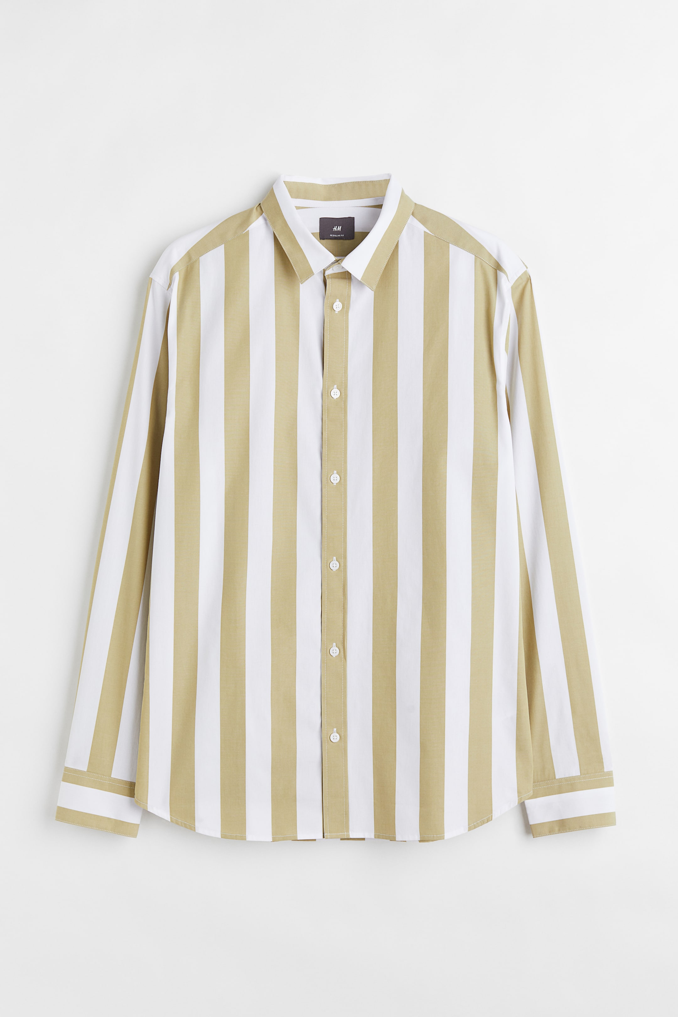 הצגת תמונה גדולה יותר: חולצה Regular Fit - ירוק פיסטוק/לבן פסים - Men | H&M IL 1
