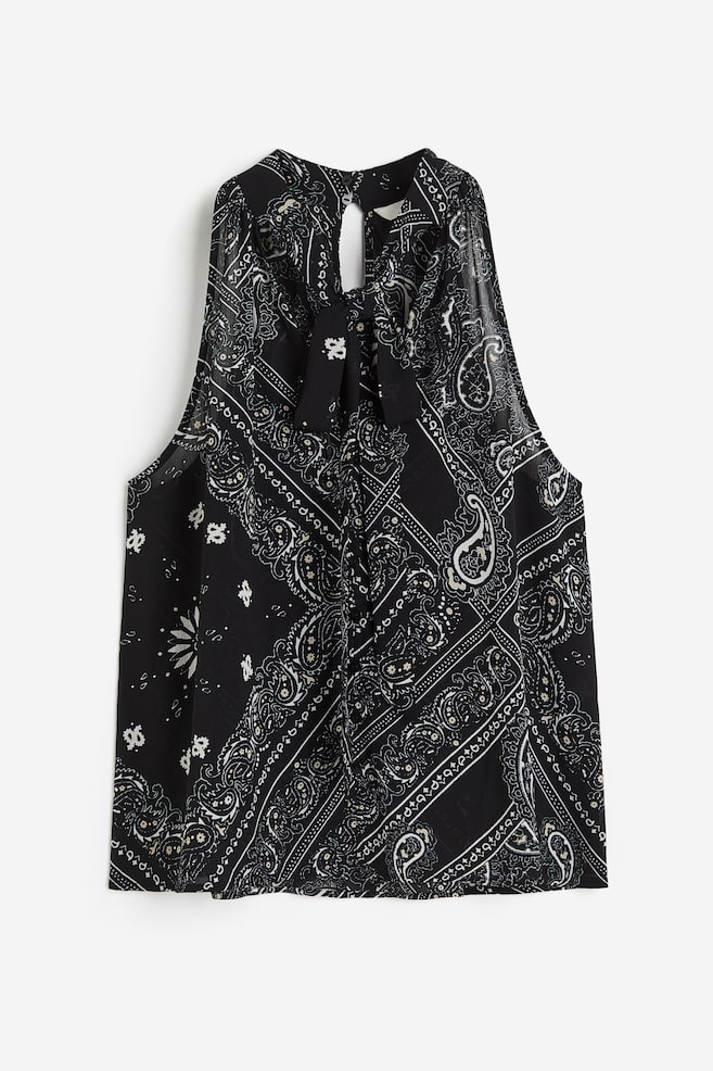 Camicetta con laccetti da annodare sullo scollo - Nero/motivi cashmere - 1