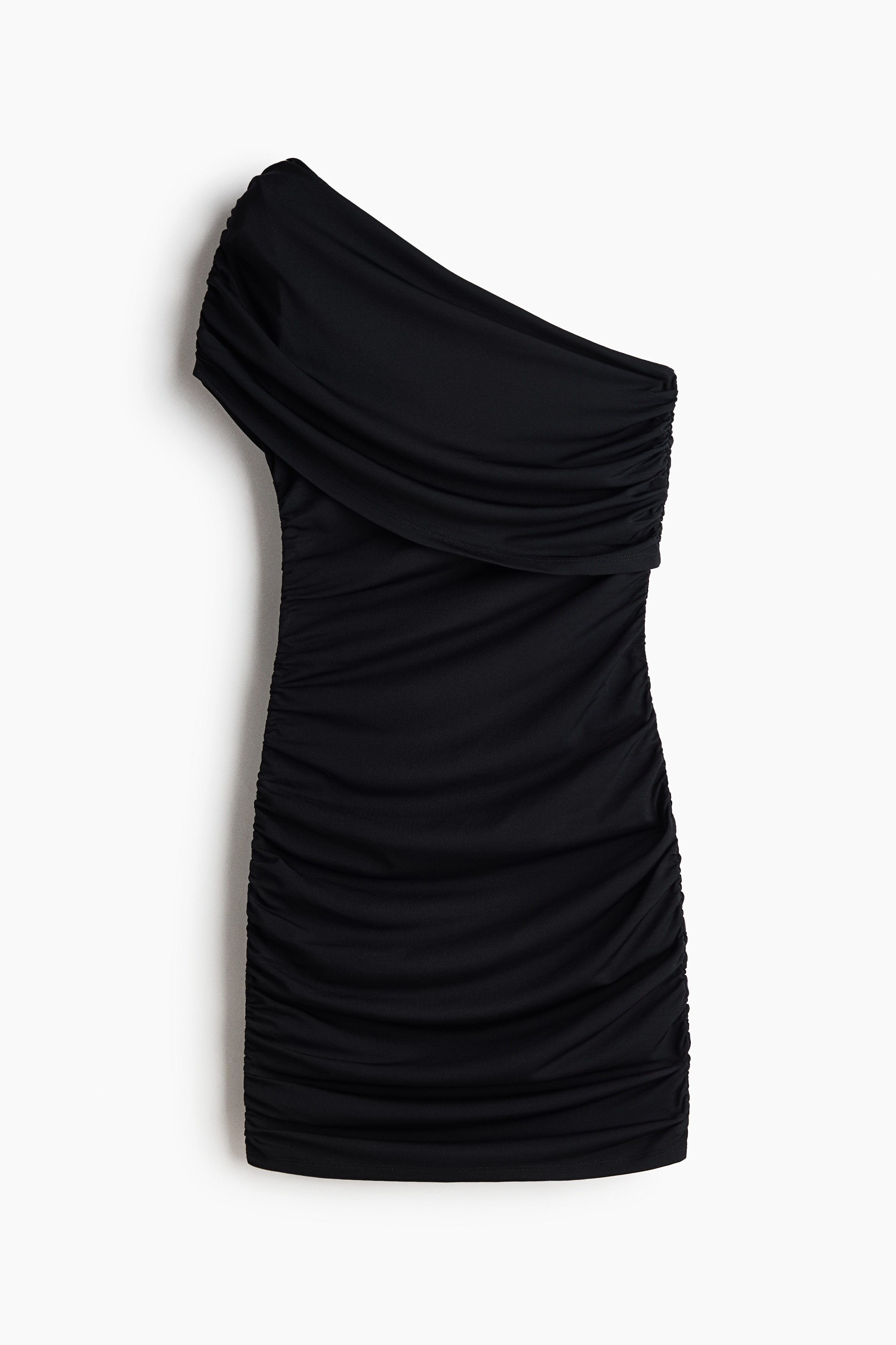 Robe asymétrique à effet drapé - Noir/Bleu clair
