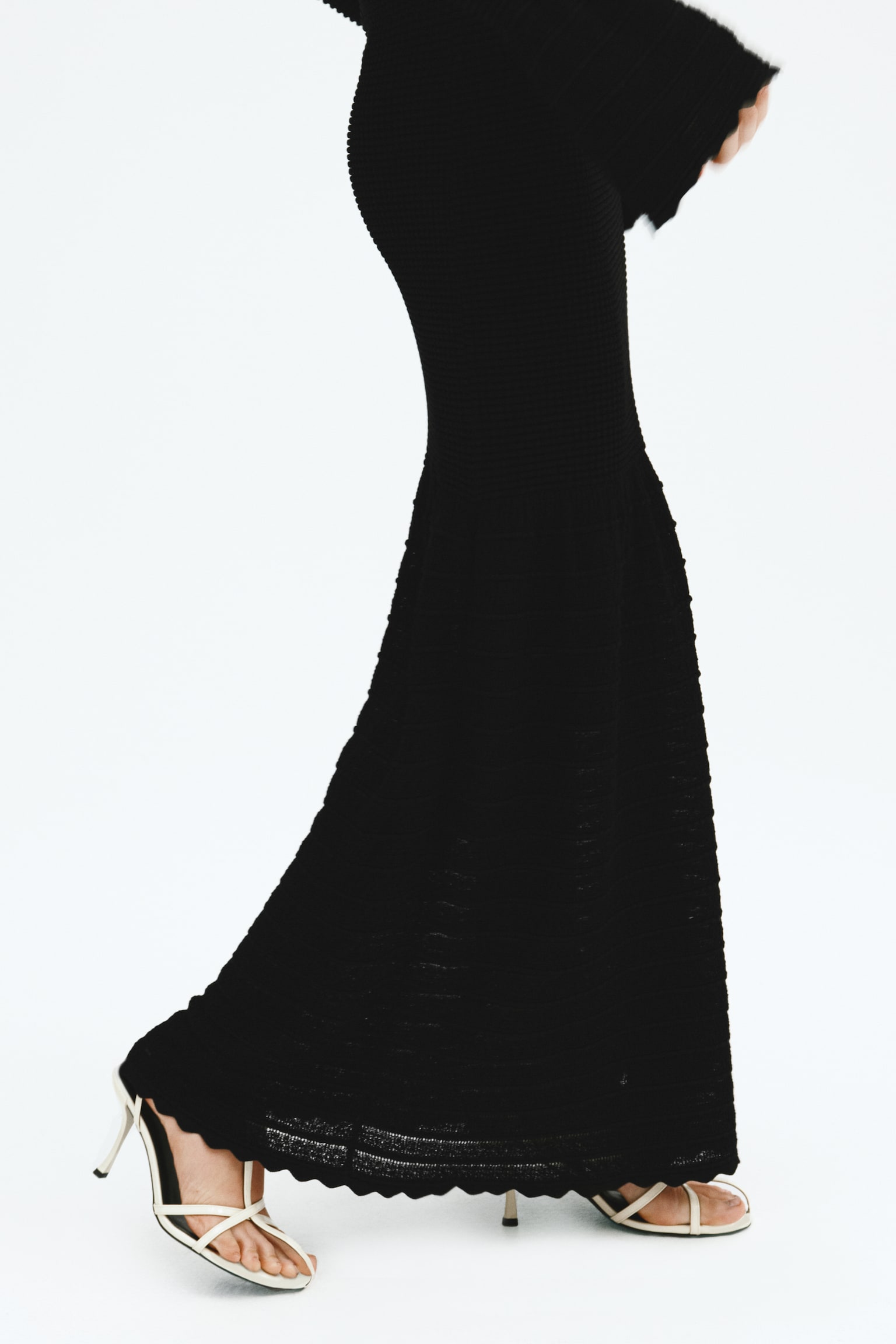 Textured-knit skirt - Black - 4