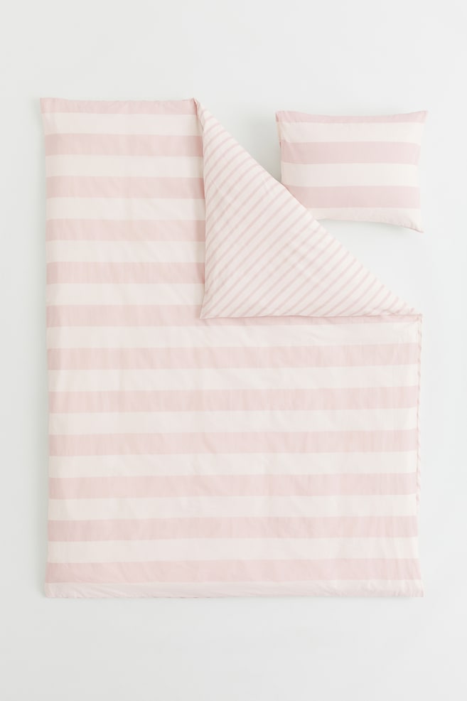 Enkelt sengesett - Lys rosa/Stripet - 2