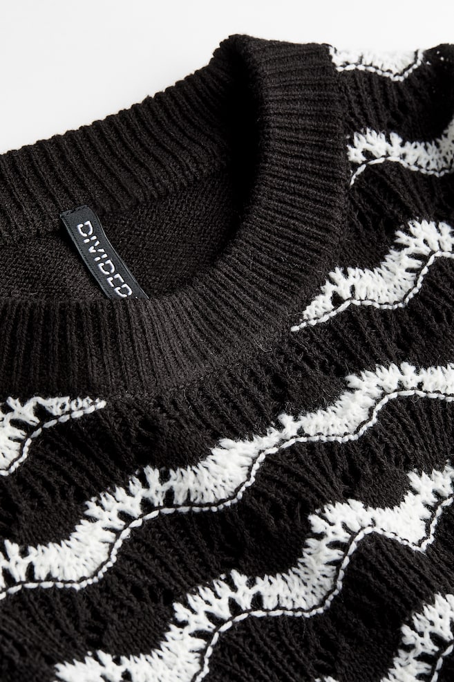 H&M+ Pointelle-knit jumper - Black/Striped - 2