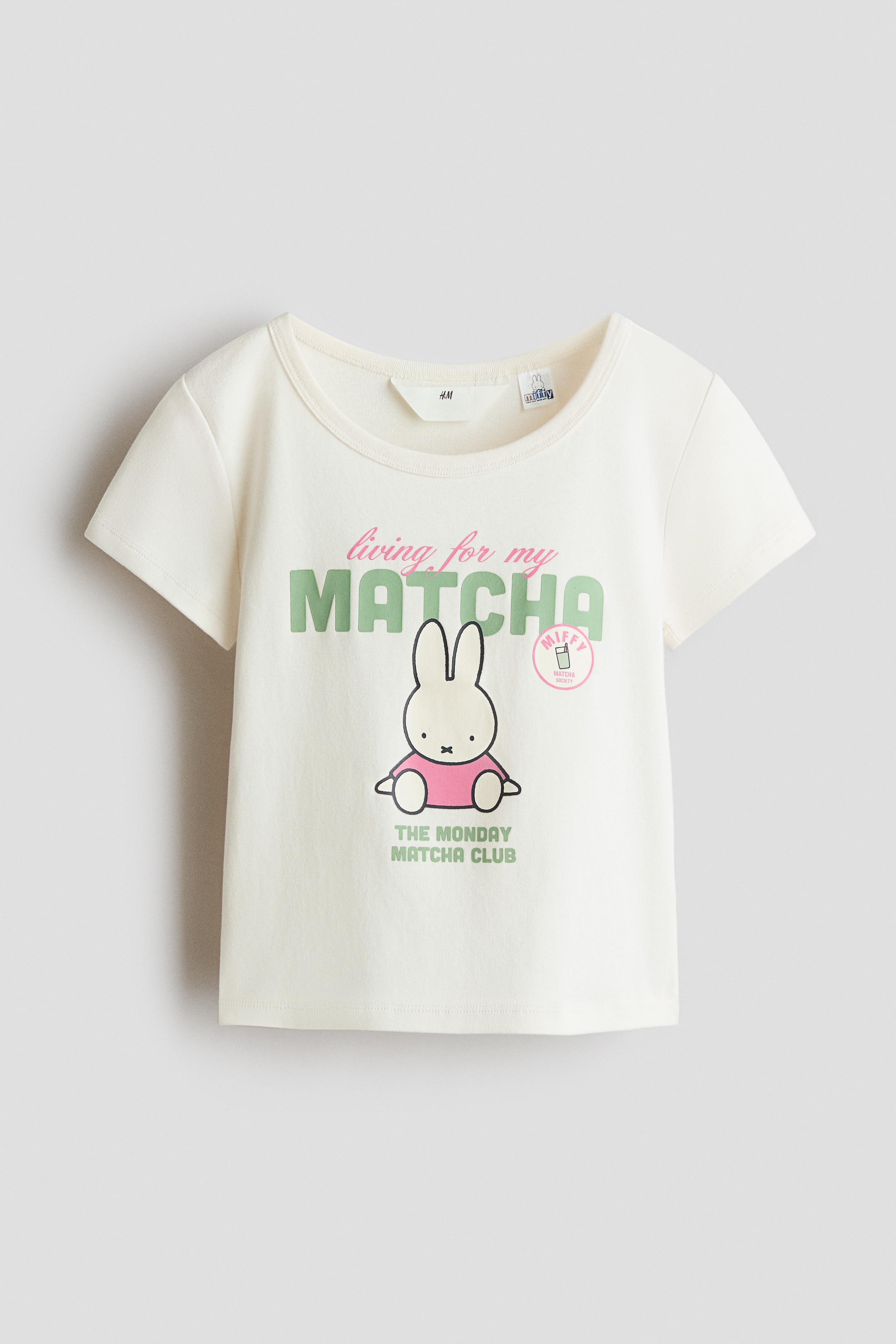 Print-motif cotton T-shirtModel