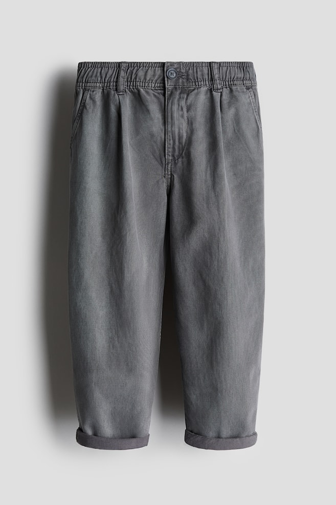 Chino loose en twill avec jambes effilées - Gris - 1