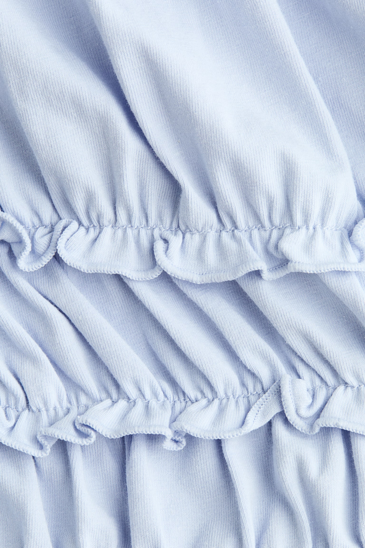 Frill-trimmed cotton top - Màu xanh dương nhạt/Màu đỏ/Màu trắng - 2