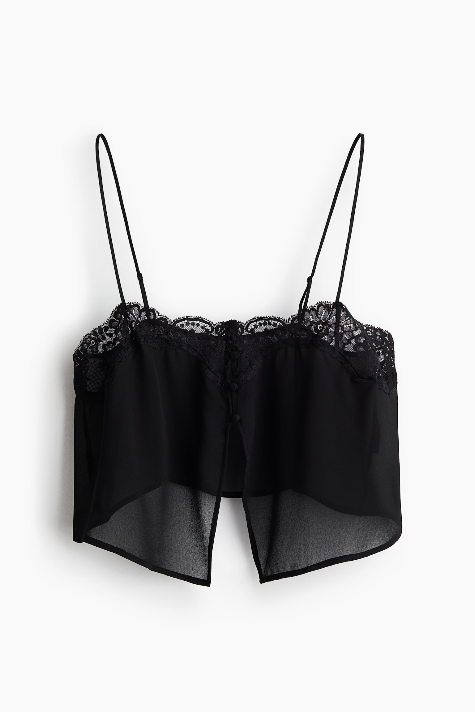 Top à bretelles fines avec dentelle - Noir - 1