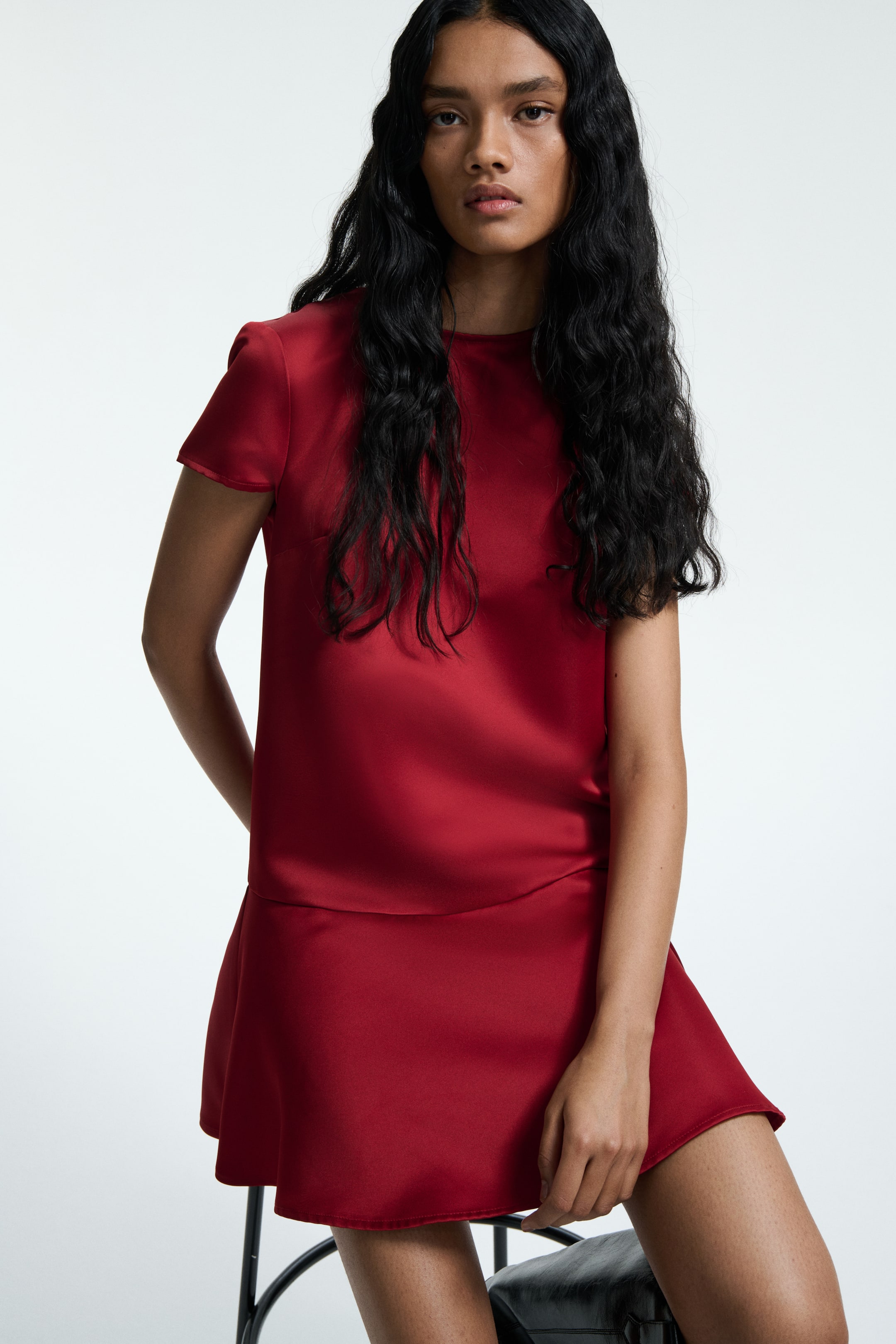 View larger image: Satin Dress - Dark red - Ladies | H&M US 1