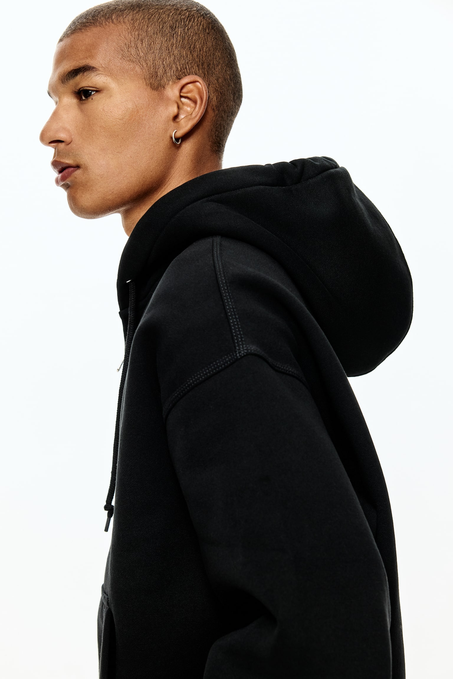 Мужская куртка H&M Oversized Fit Hooded, цвет: Чёрный — фото 4