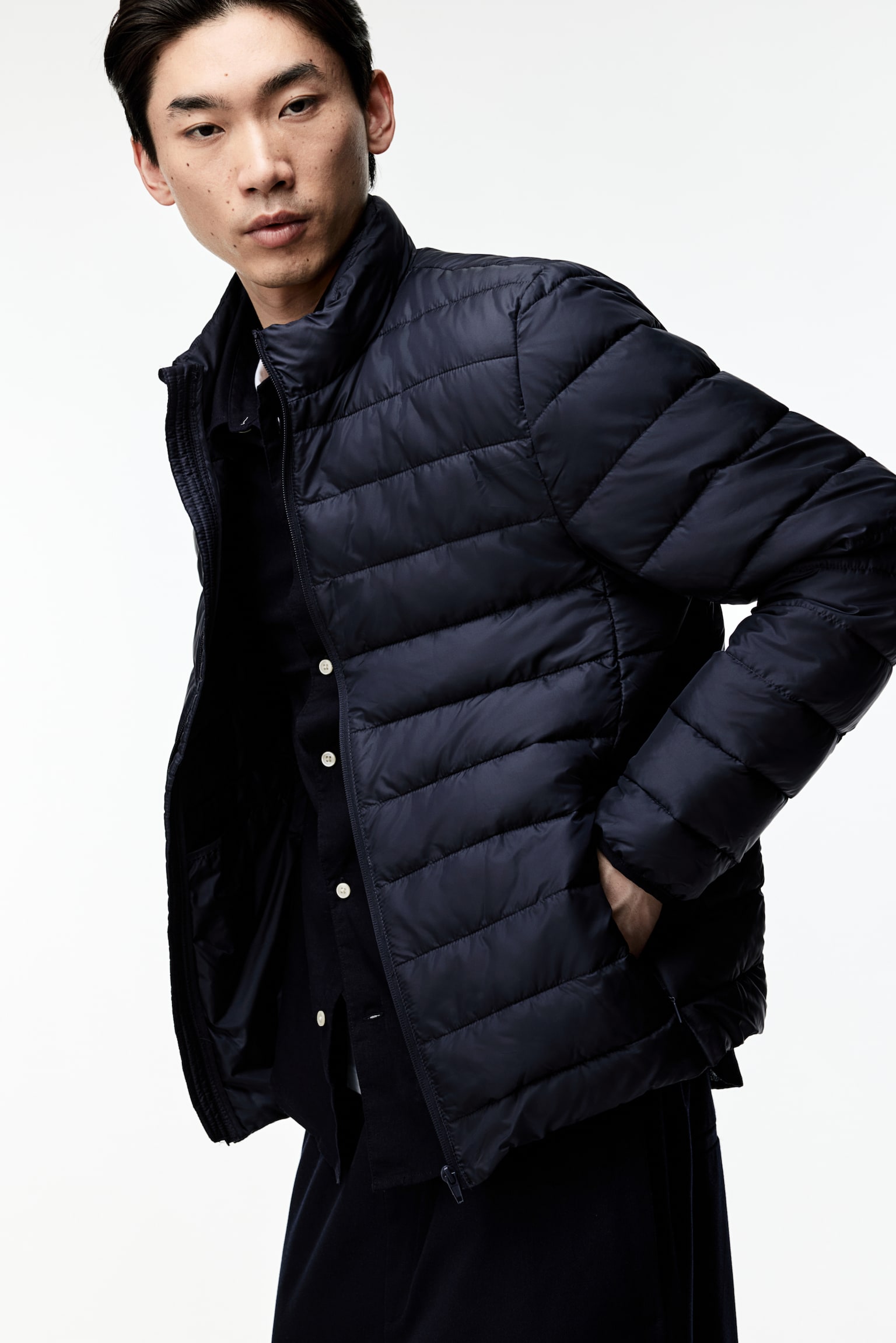 Slim Fit Lightweight puffer jacket - Navy blue/Black - 7