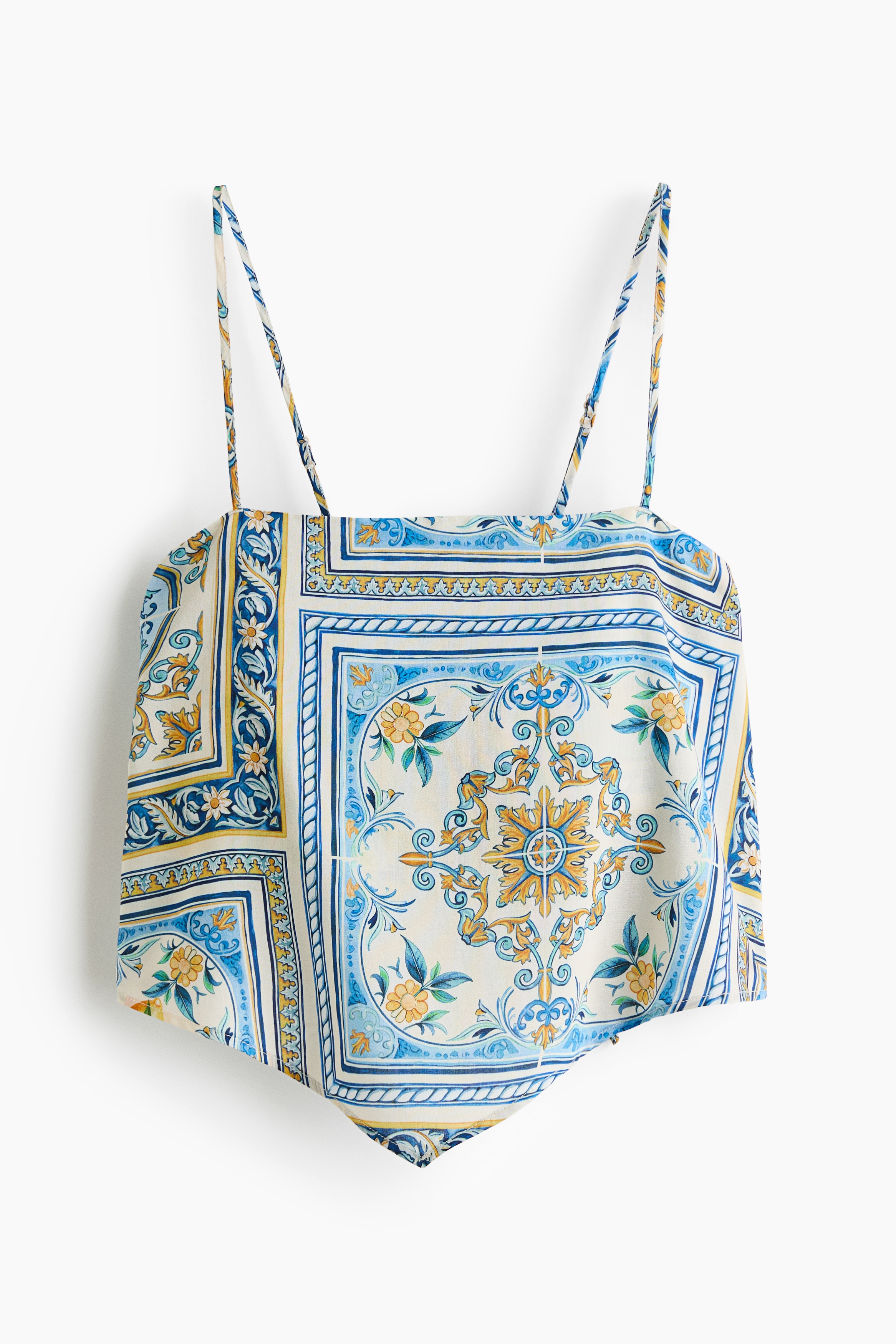 Top imprimé avec bretelles fines - Bleu/motif