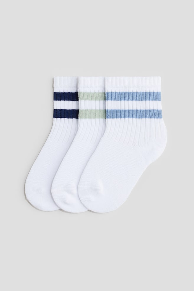 3-pack socks - White/Striped/Beige/Dog/White/White/Striped/Beige/Teddy bear/Light grey/Light beige/Light grey/Bears/Grey/Dogs/Grey/White/White/Striped - 1