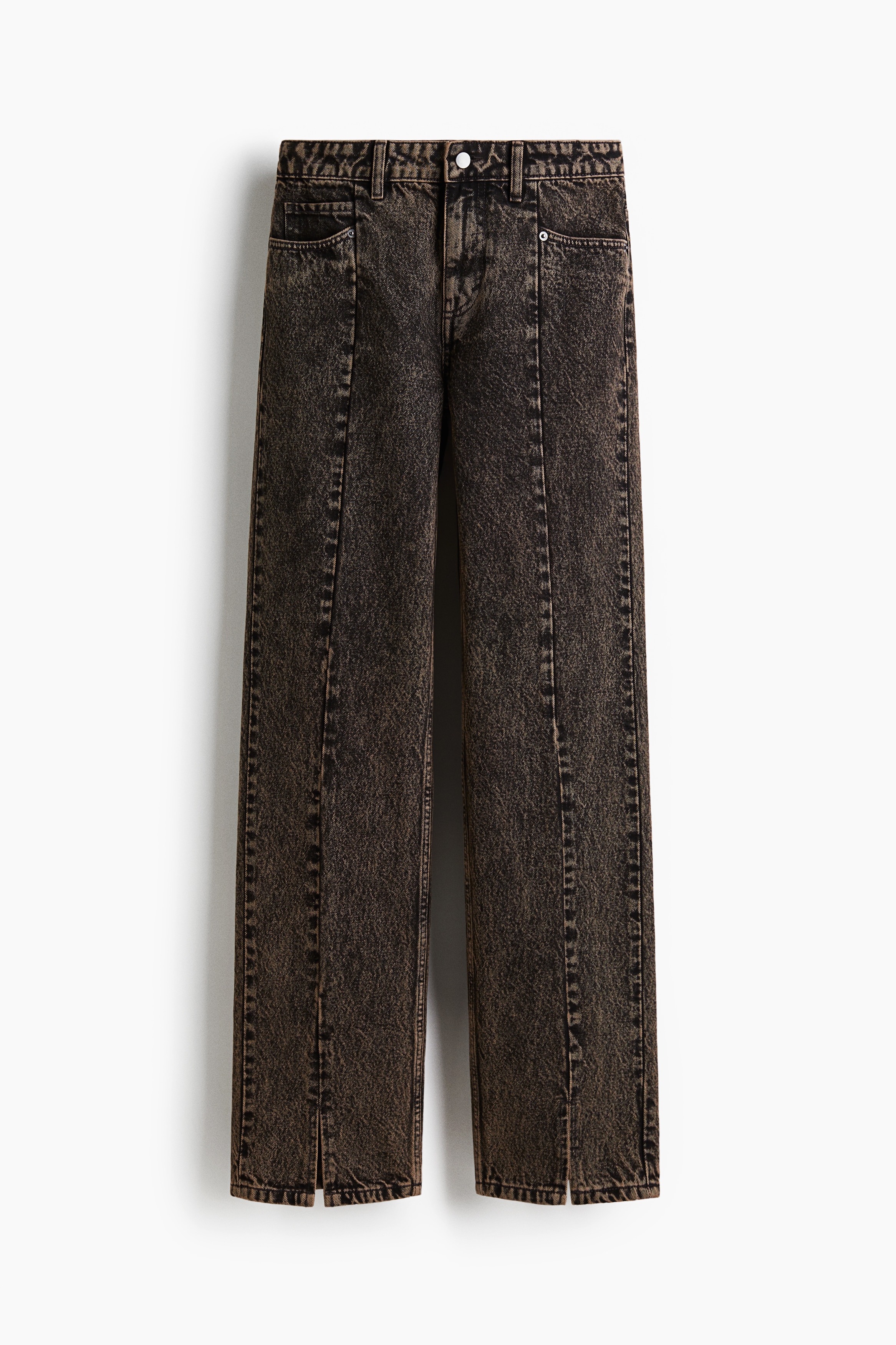 Jeans con spacchi in fondo - Marrone scuro/washed out