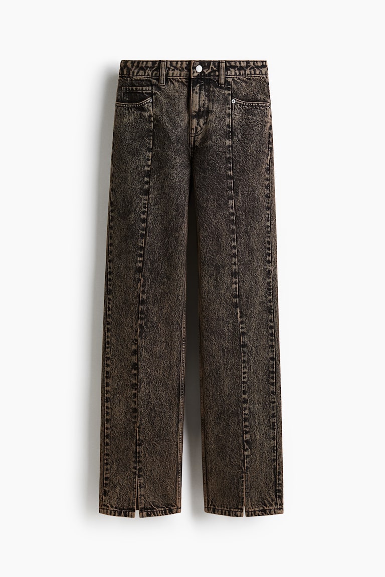 Jean avec fente en bas de jambe Marron foncé/délavé FEMME H&M FR