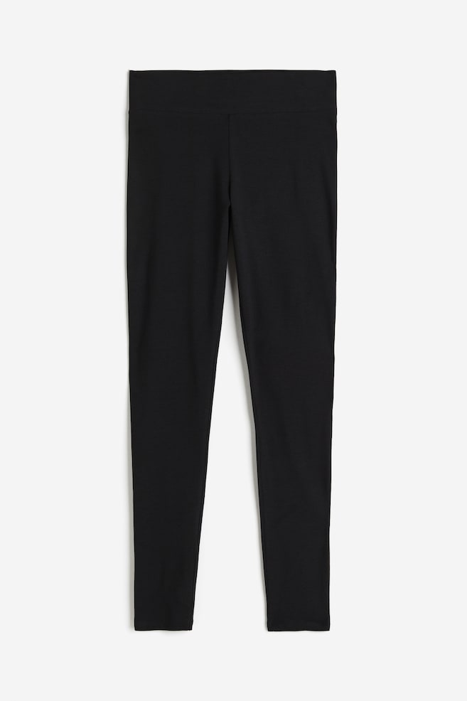Cotton-blend leggings - Black/Dark beige/Dark grey - 2