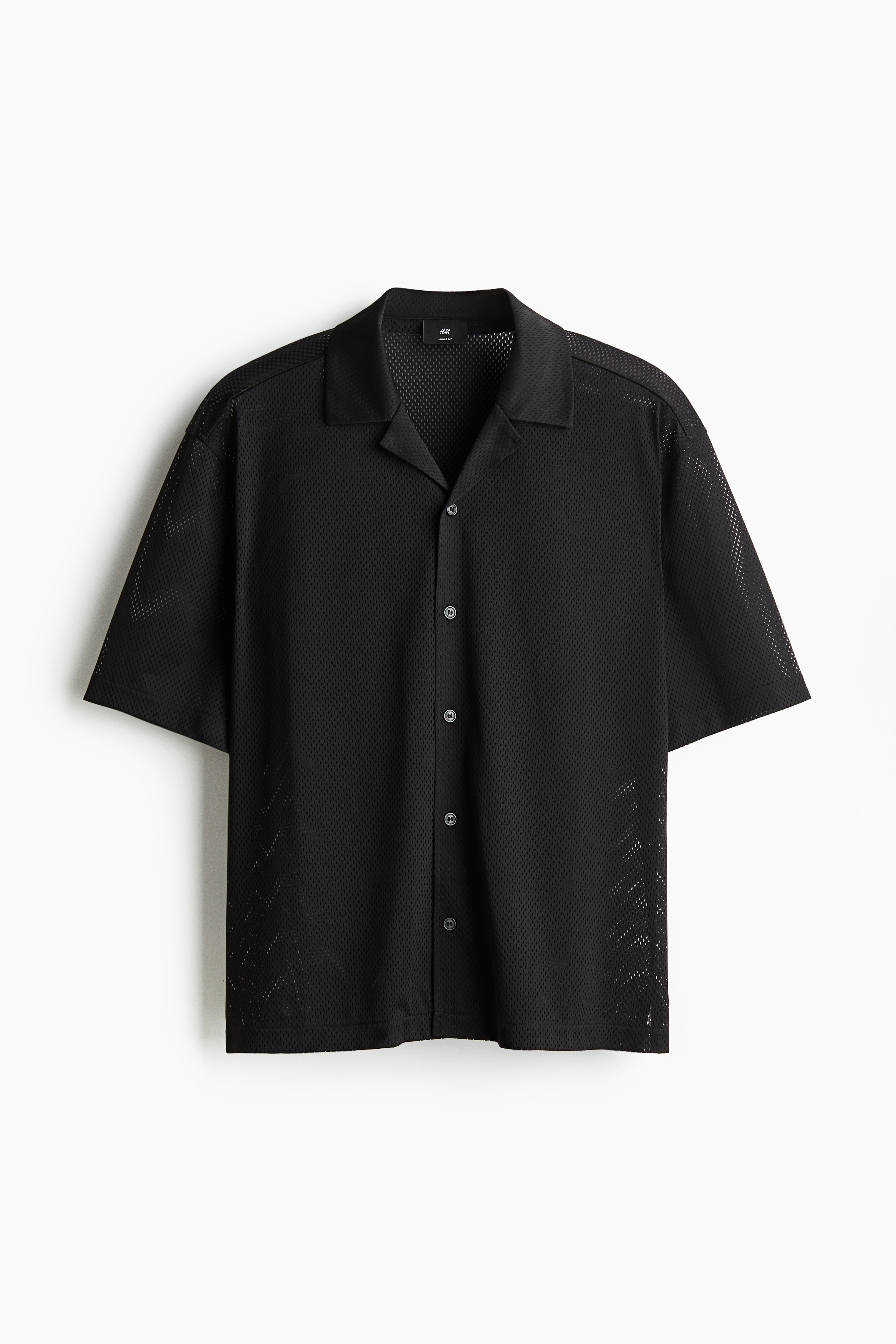 Loose Fit Mesh resort shirt - Black/Cream