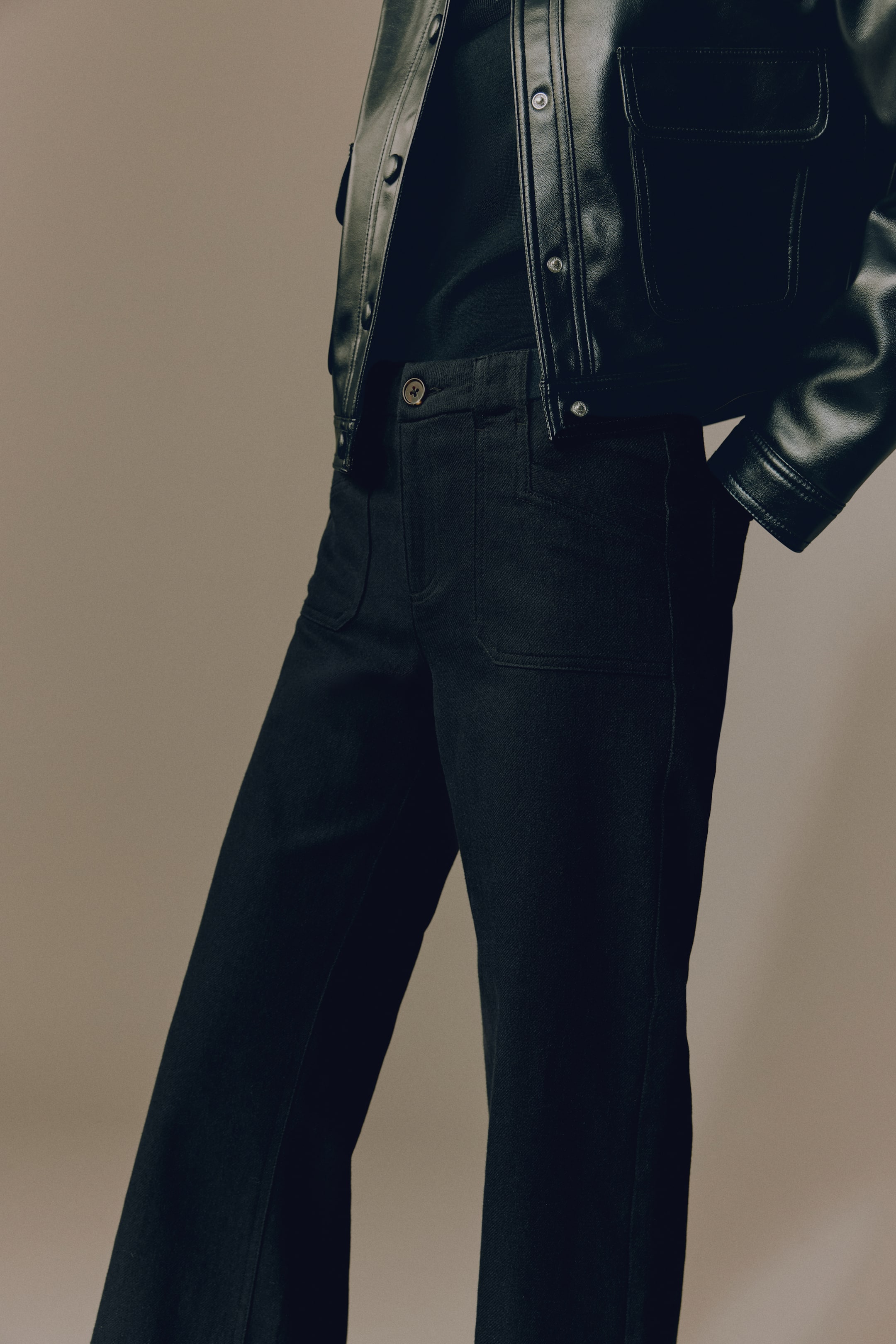 Wide-Leg Twill Pants