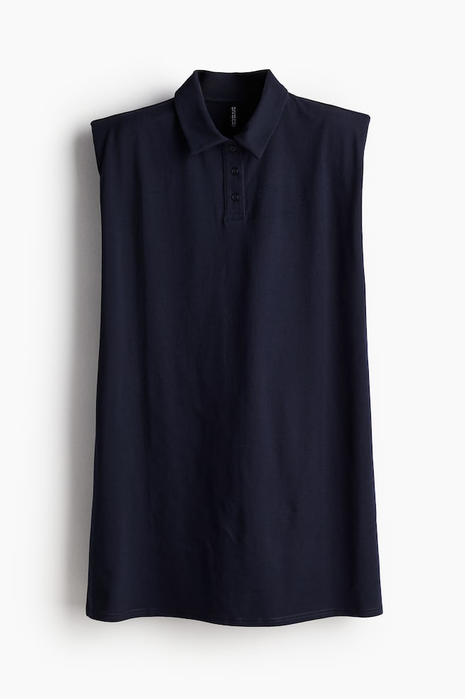 Shoulder-pad polo dress - Navy blue - 1