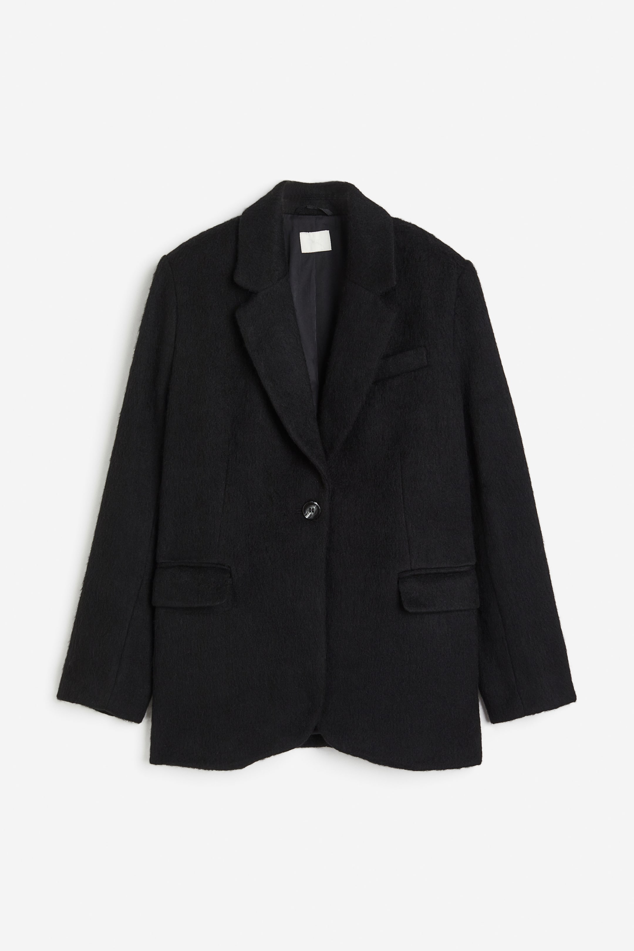 Oversized wool-blend blazer - Long sleeve - Long - Black - Ladies | H&M GB