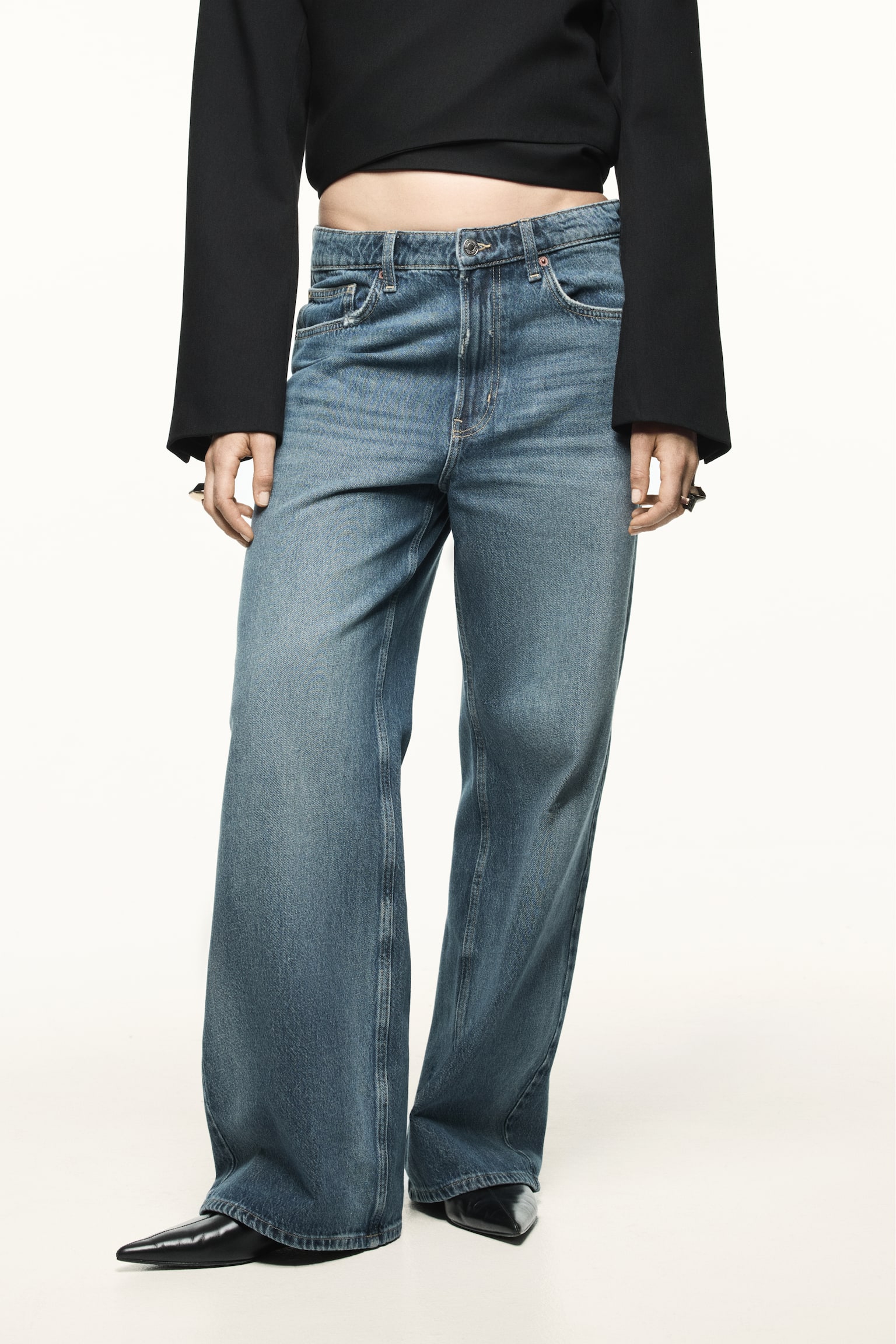 Wide High Waist Jeans - Dark denim blue/Dark brown/Dark denim blue/Denim blue/Dark denim blue/Dark denim blue/Denim blue/White/Navy denim blue/Denim blue/Denim grey/Light denim blue/Light denim blue - 1