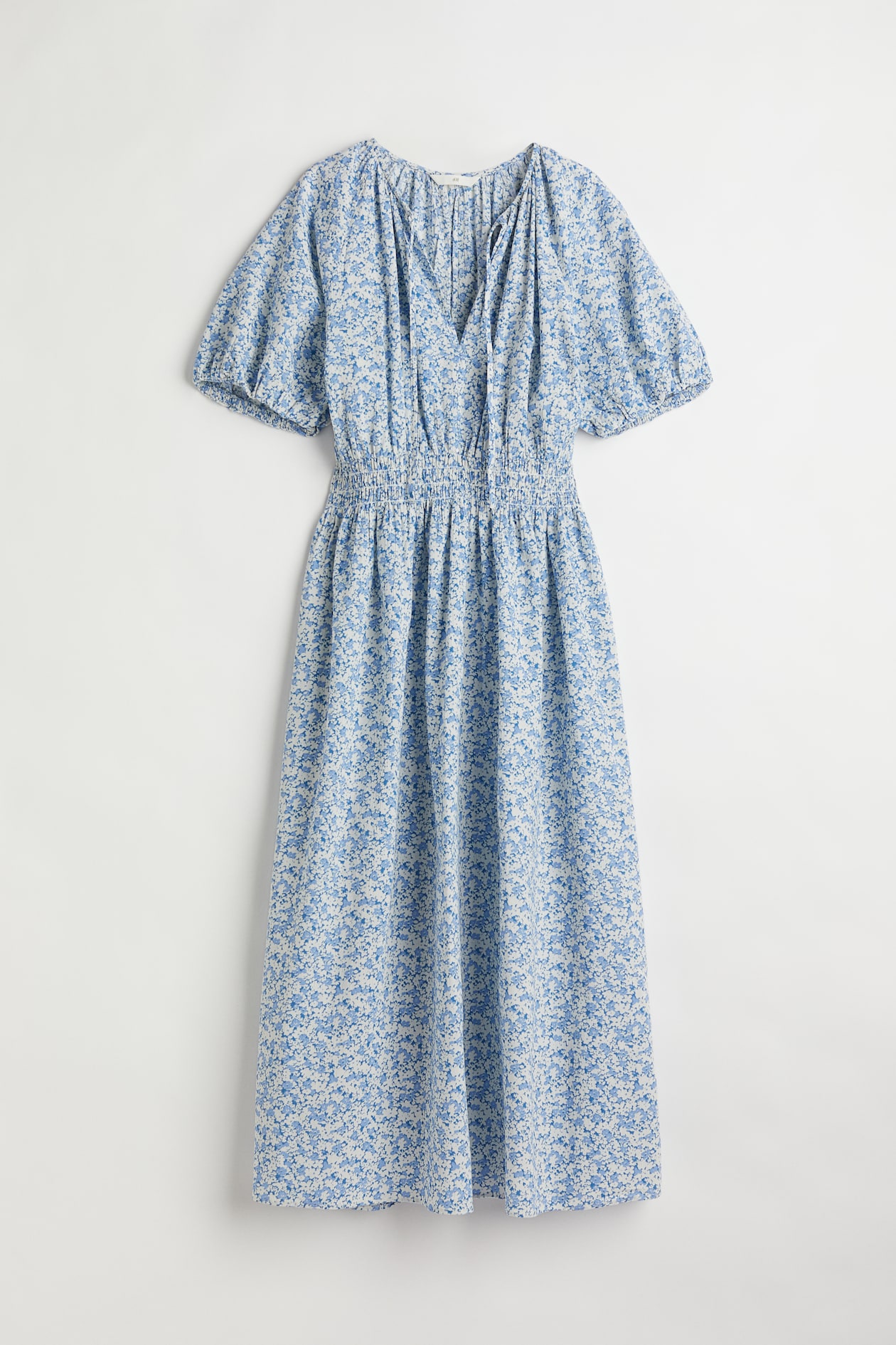 Smocked-waist Dress - Light blue/small flowers - Ladies | H&M US