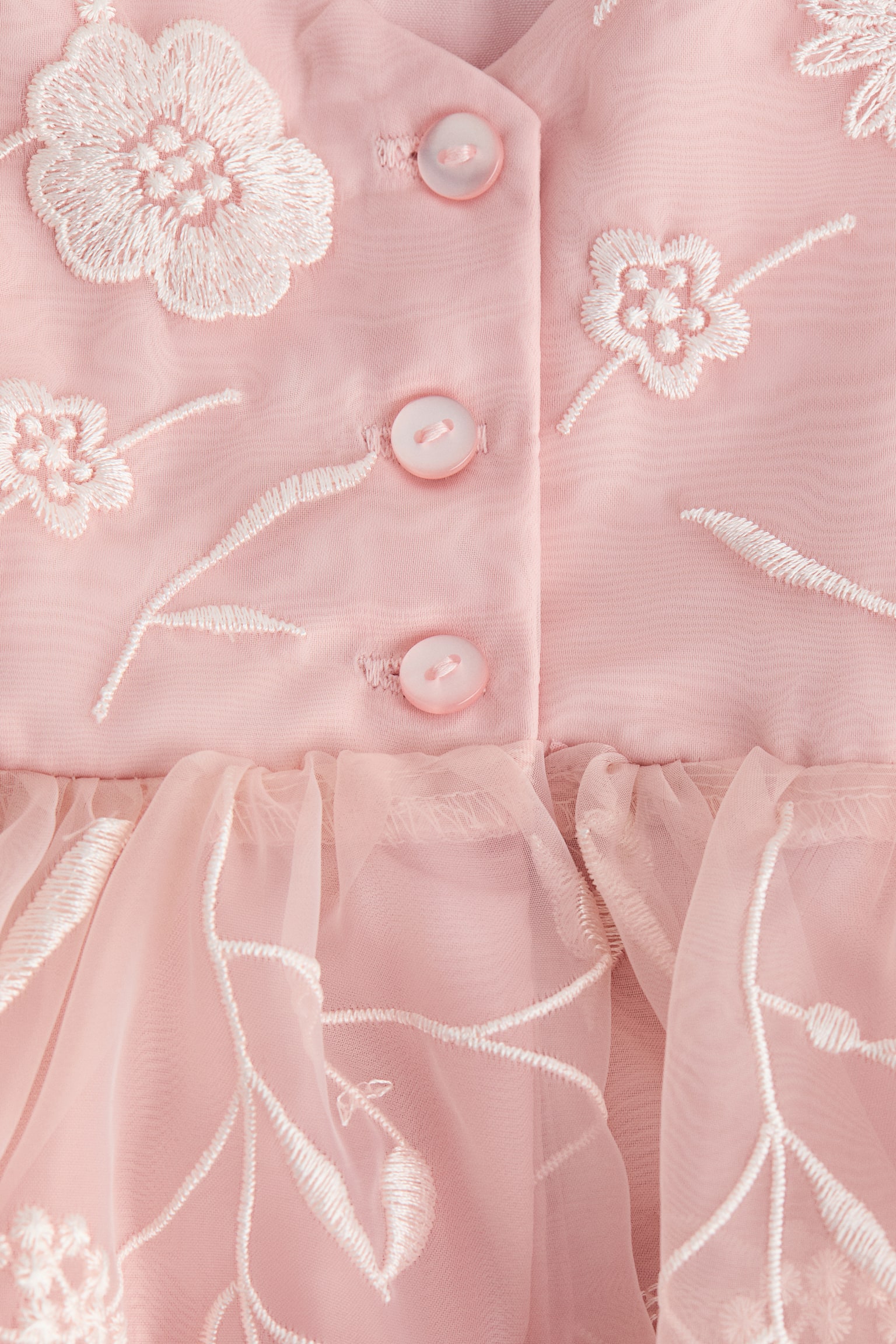 Robe brodée en organza - Rose clair/fleuri/Blanc/fleuri - 2