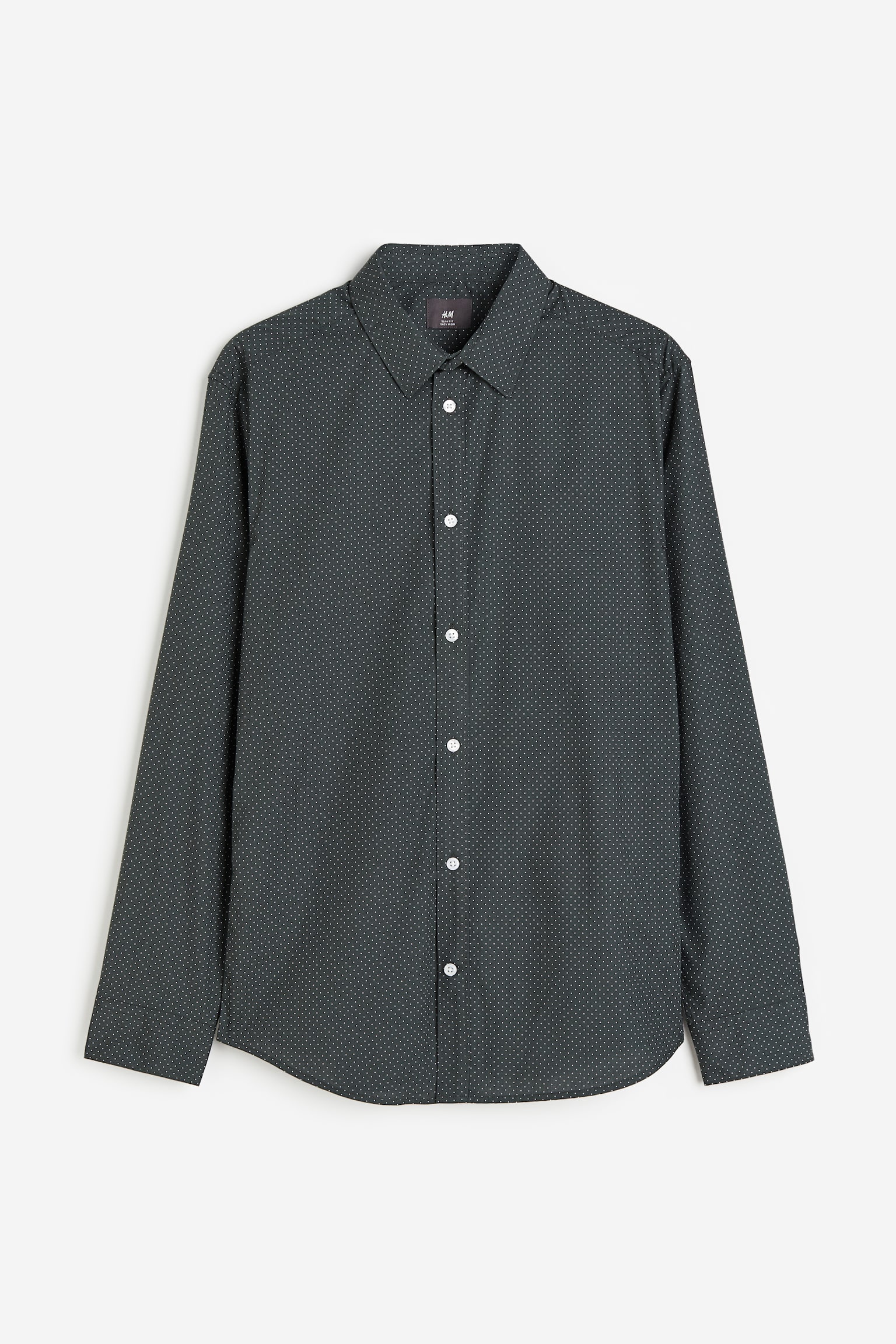 Slim Fit Easy-iron shirt - Dark green/Spotted/Dark brown/Spotted - 1