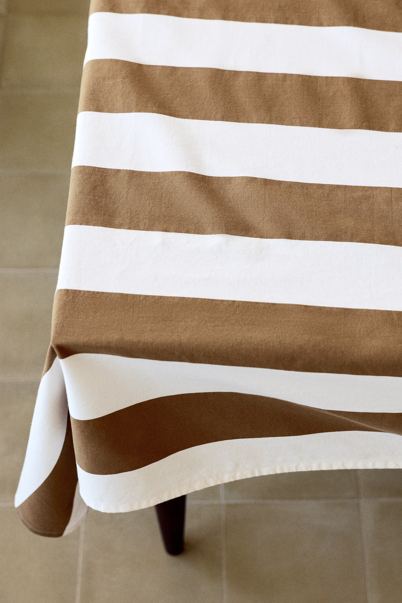 Striped Cotton Tablecloth - Dark beige/striped/Blue/striped/Dark green/striped - 1