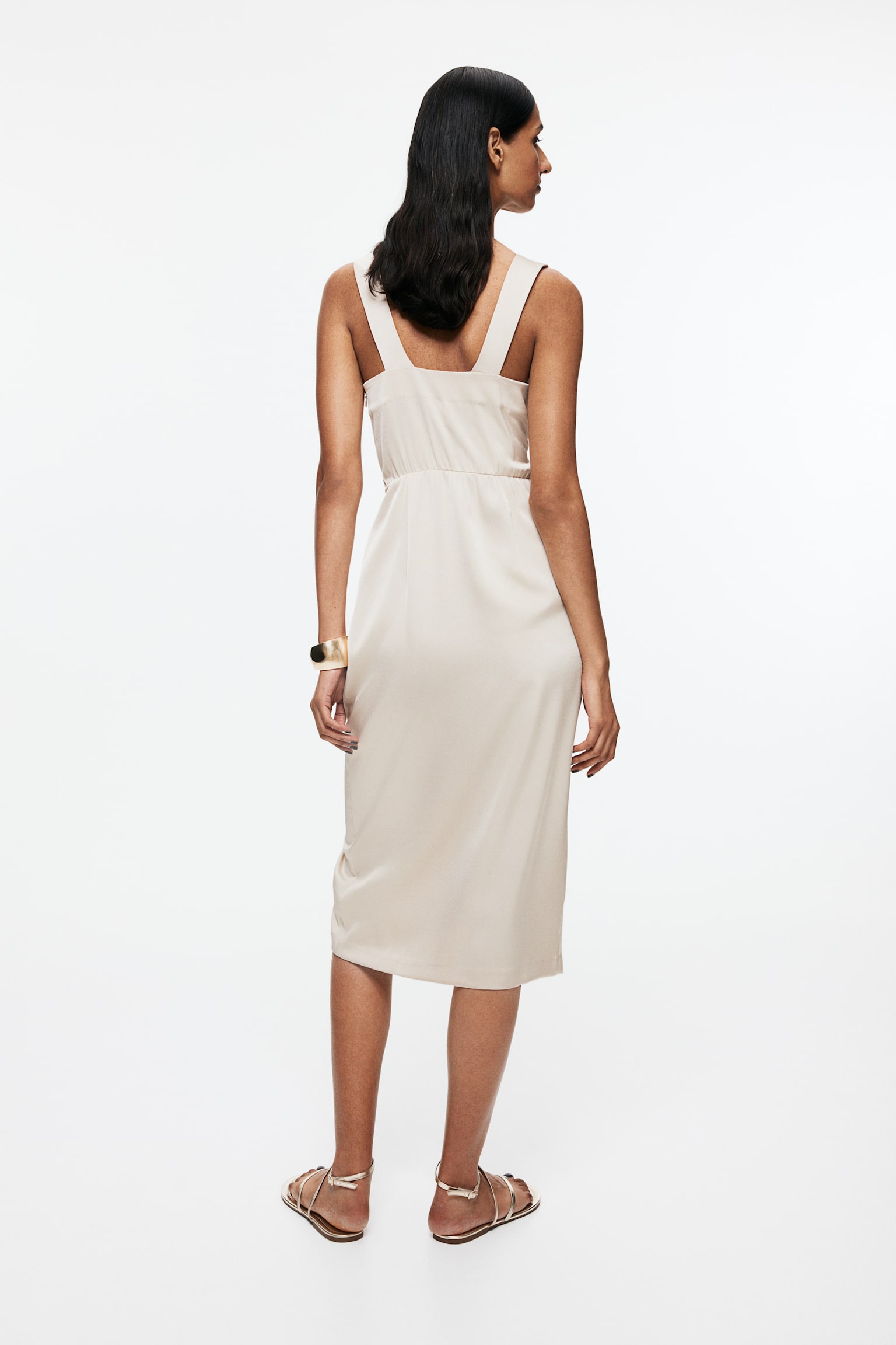 Satin wrap dress - Light beige - 5