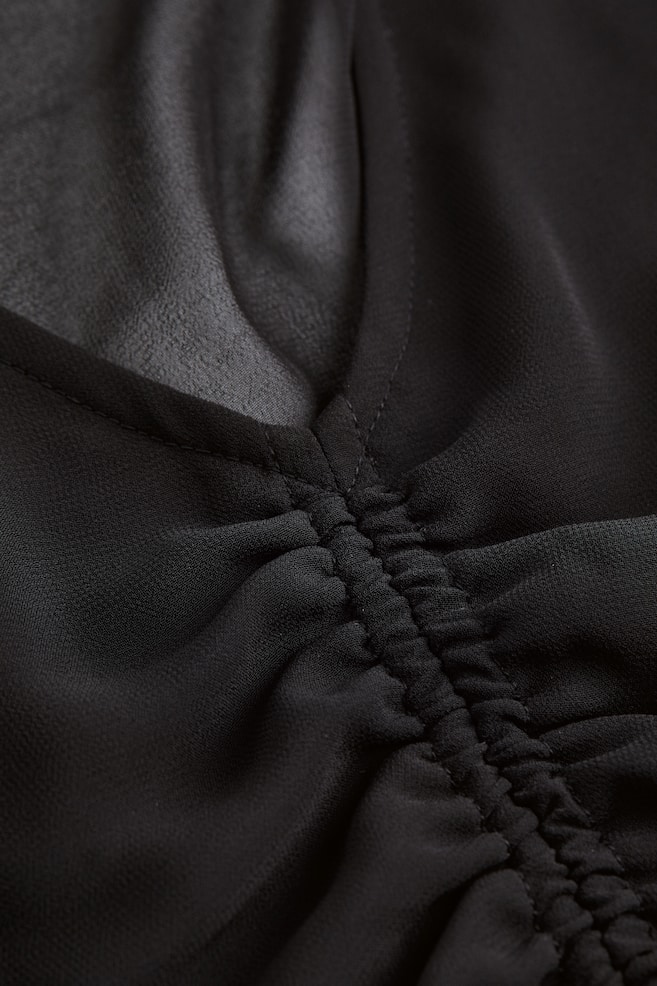 Drawstring-detail chiffon blouse - Black - 4