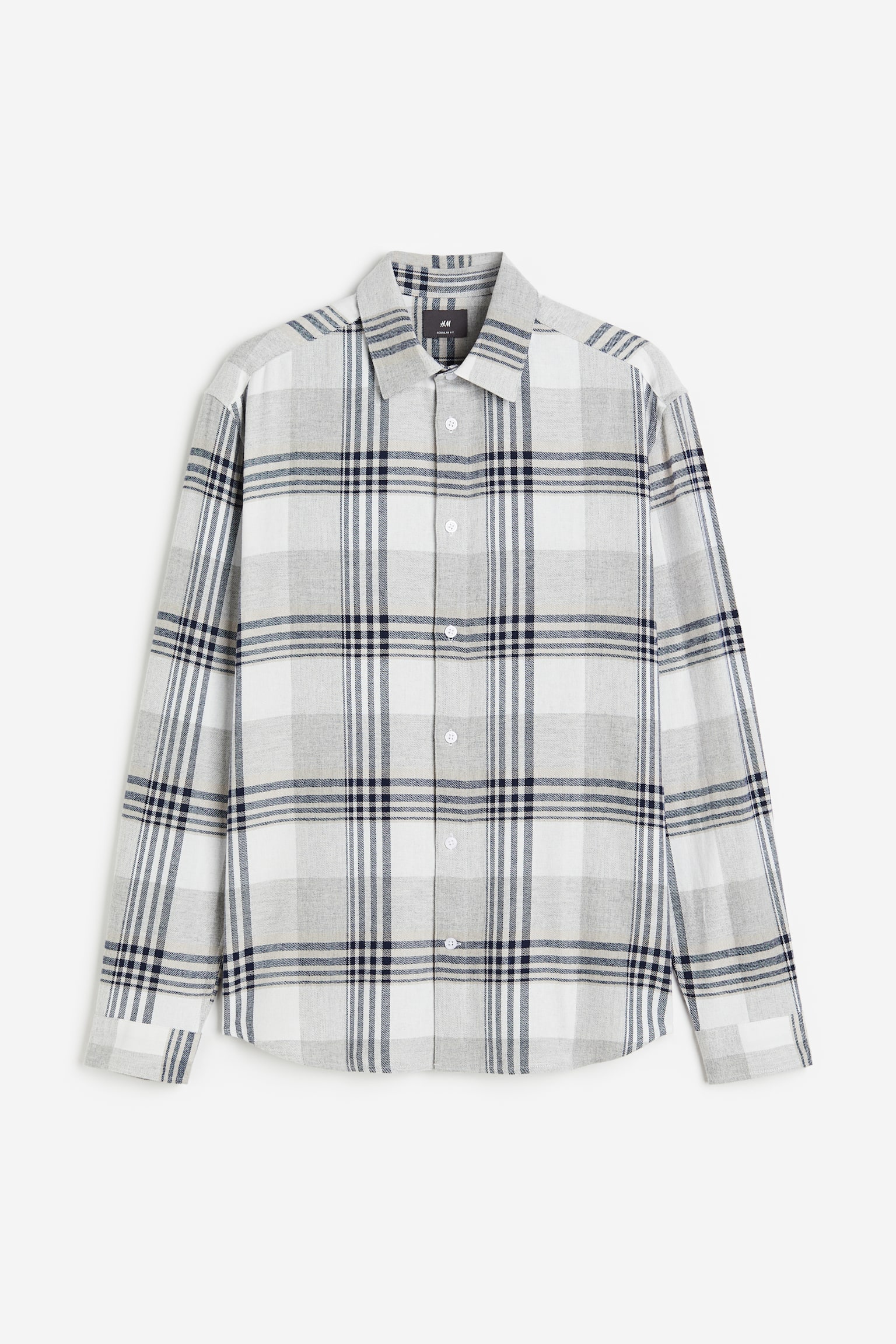 Regular Fit Flannel Shirt - Grey/Check/Grey/Beige/Dark blue/Light pink/Green/Check - 1